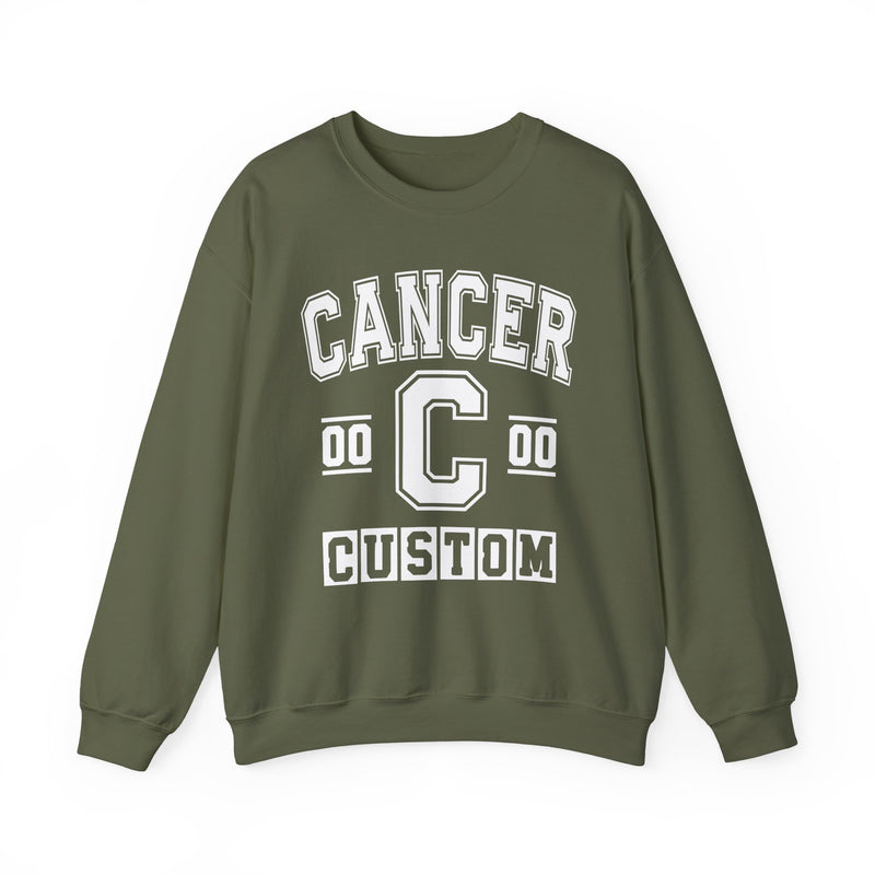 Custom Cancer Varsity Sweatshirt — Customize Birthday Day/Month/Year — Customize Gemini Season/Nation