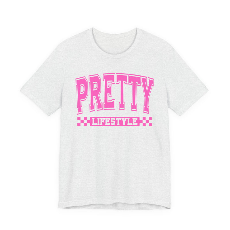 Pretty Lifestyle — Pink Varsity Statement T-Shirt