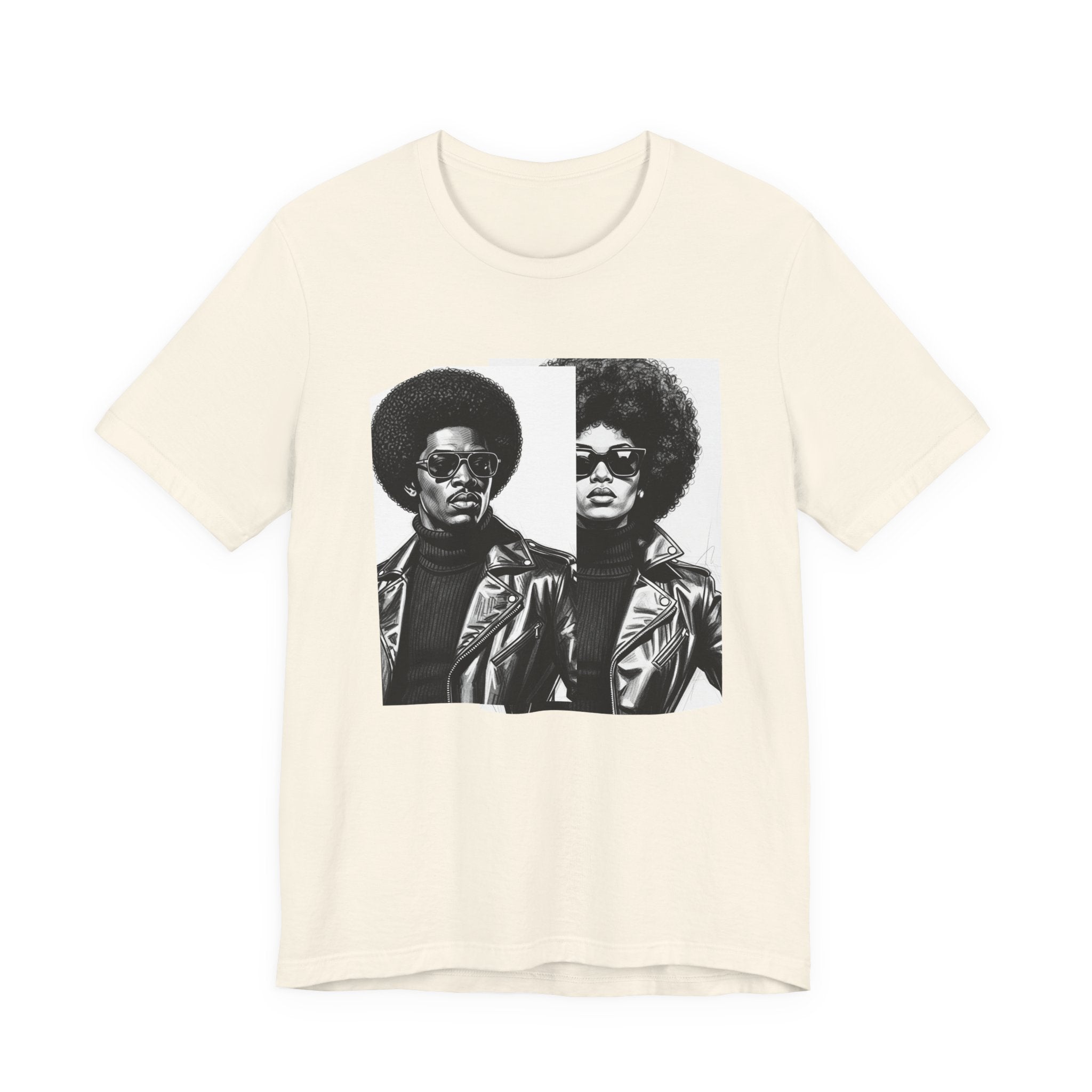 70s Style Portrait Of Black Power Couple － T-shirt