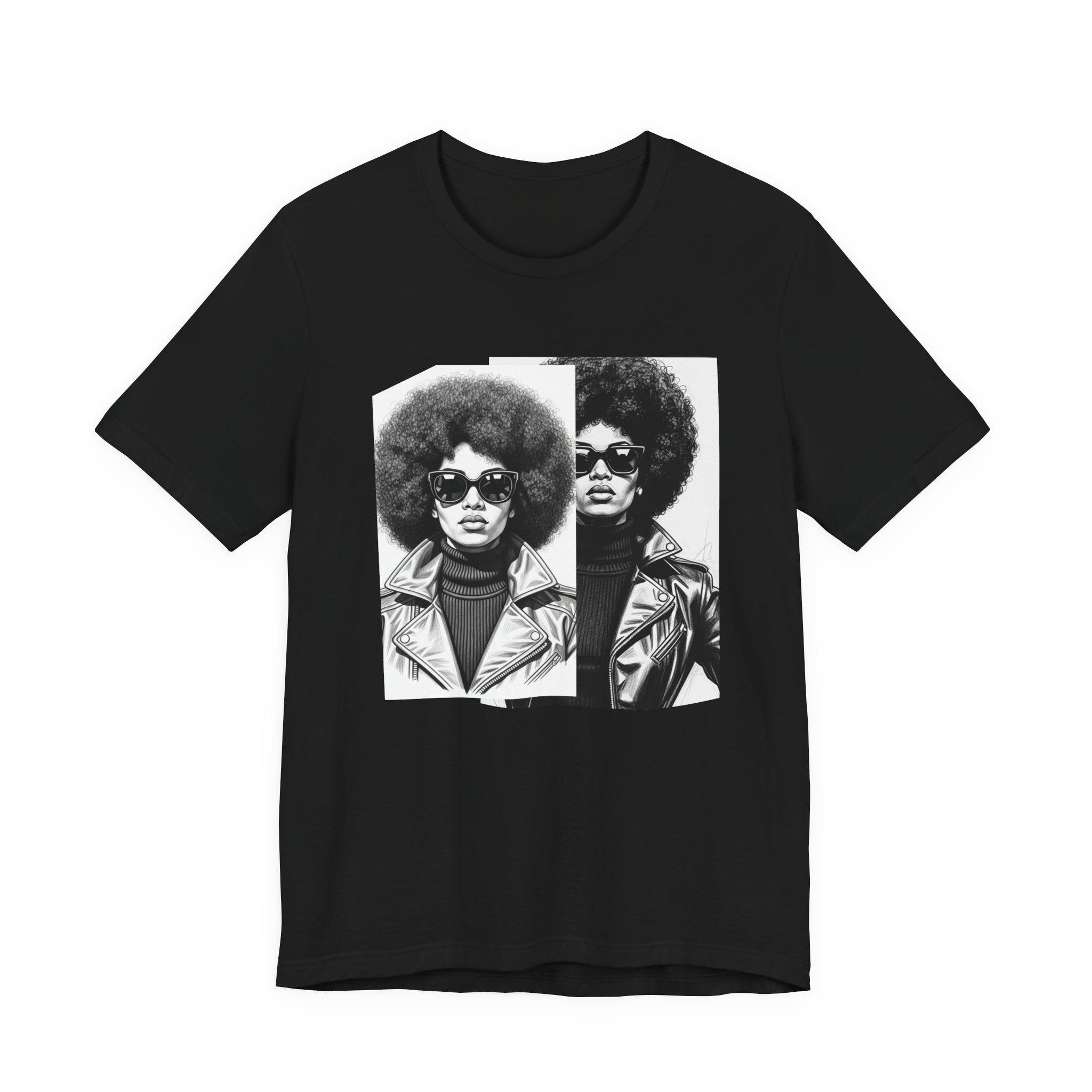 Powerful Black Woman Portrait － 70s with Retro Black Pride T-shirt