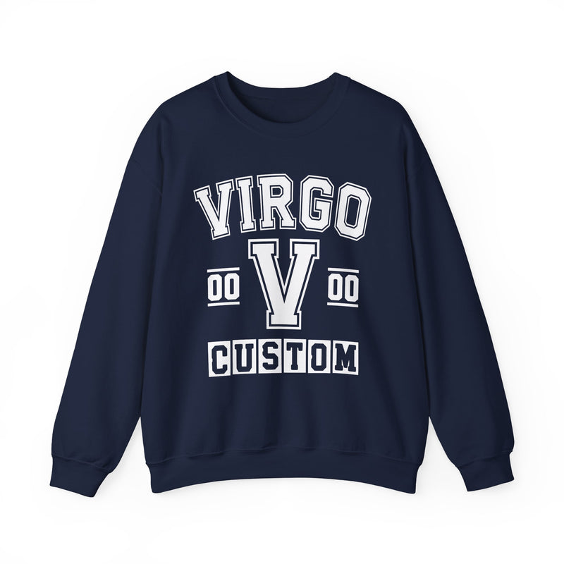 Custom Virgo Varsity Sweatshirt — Customize Birthday Day/Month/Year — Customize Gemini Season/Nation