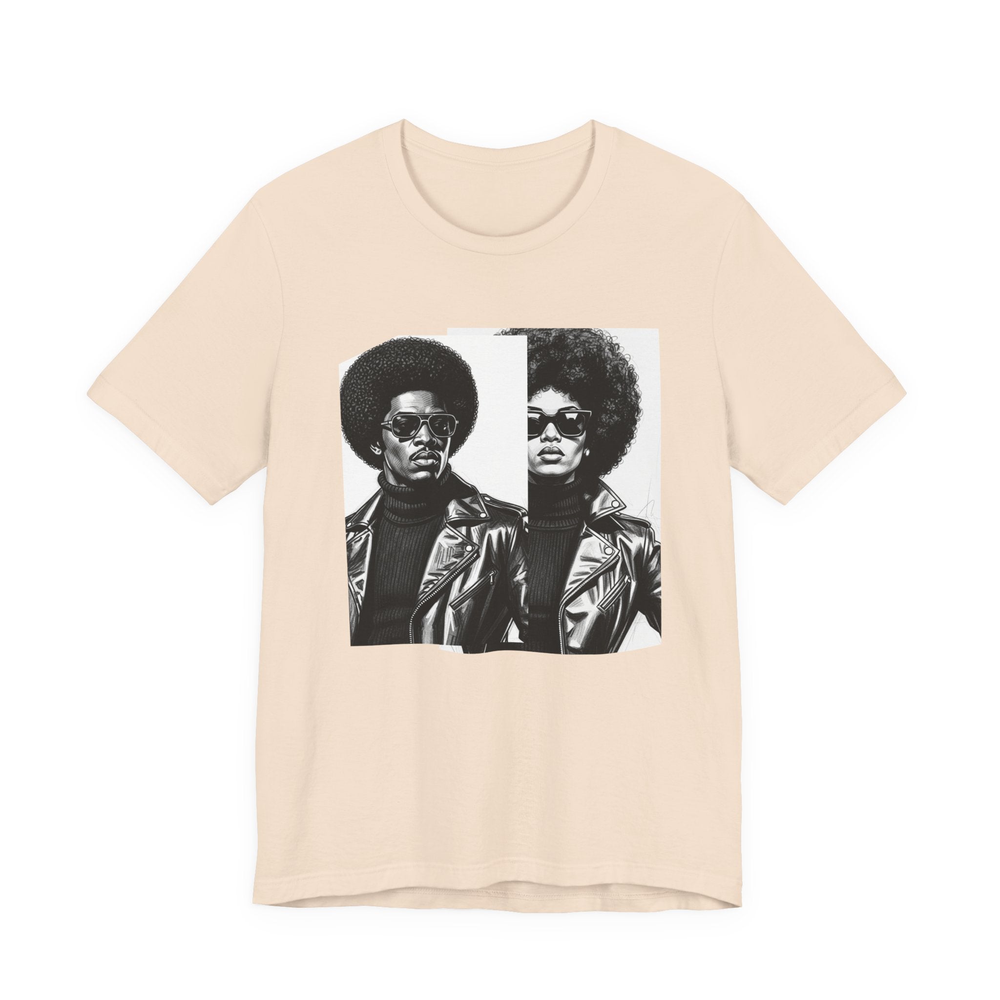 70s Style Portrait Of Black Power Couple － T-shirt