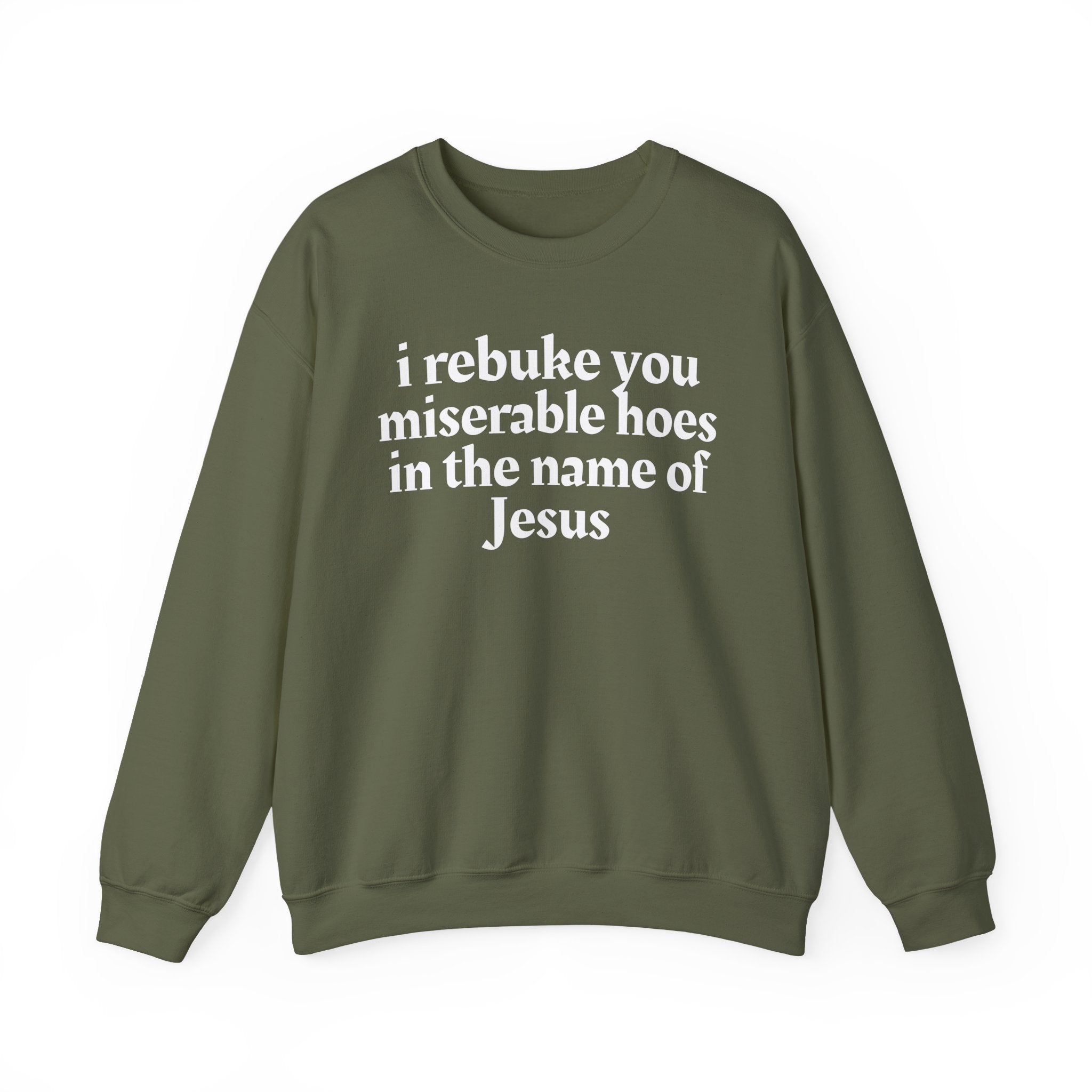 I Rebuke You Miserable Hoes In the Name of Jesus — Christian Humor Sweatshirt