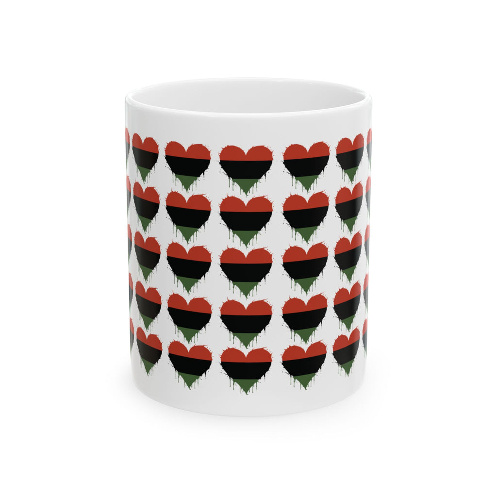 Pan-African Heart Pattern Ceramic Mug — 11oz & 15oz