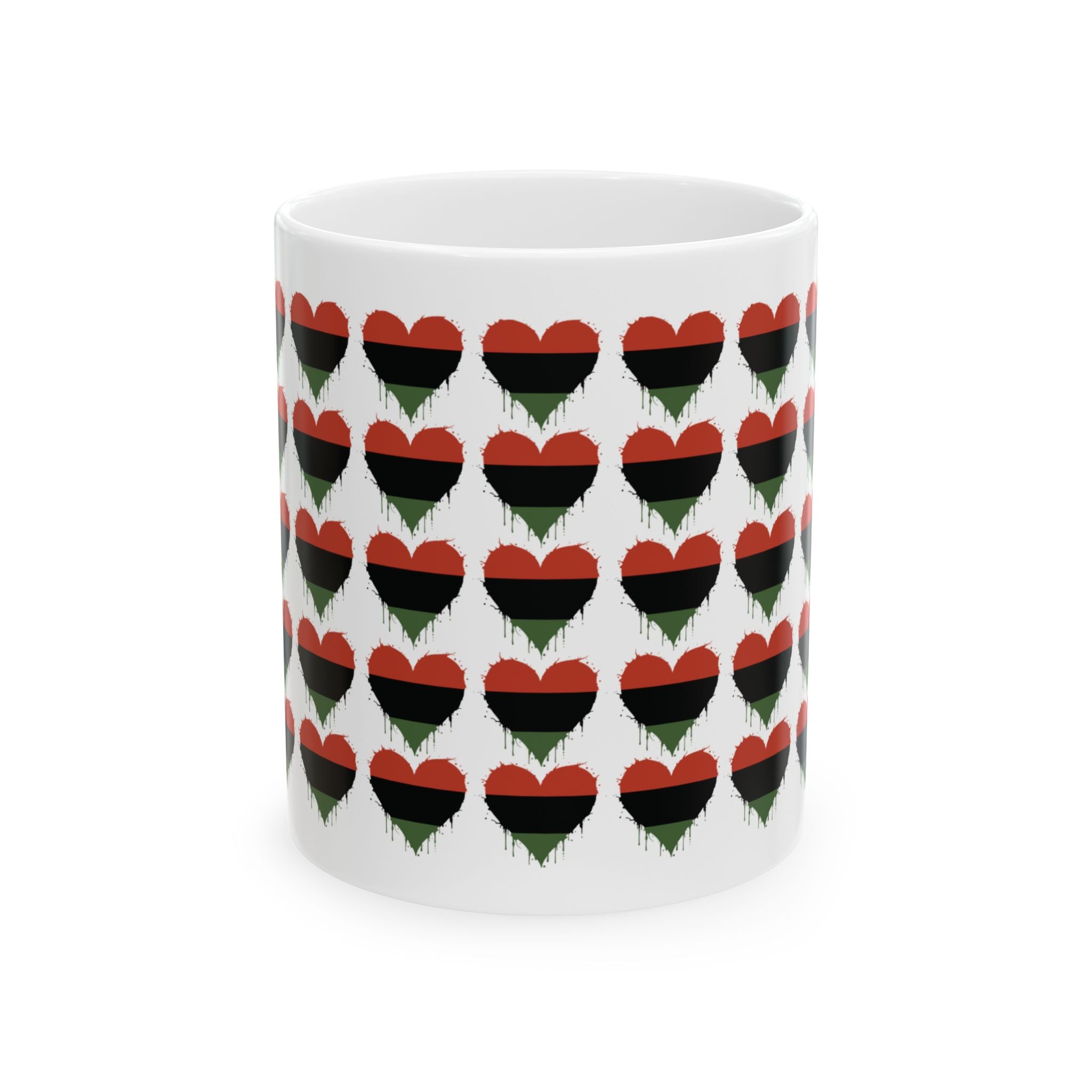 Pan-African Heart Pattern Ceramic Mug — 11oz & 15oz