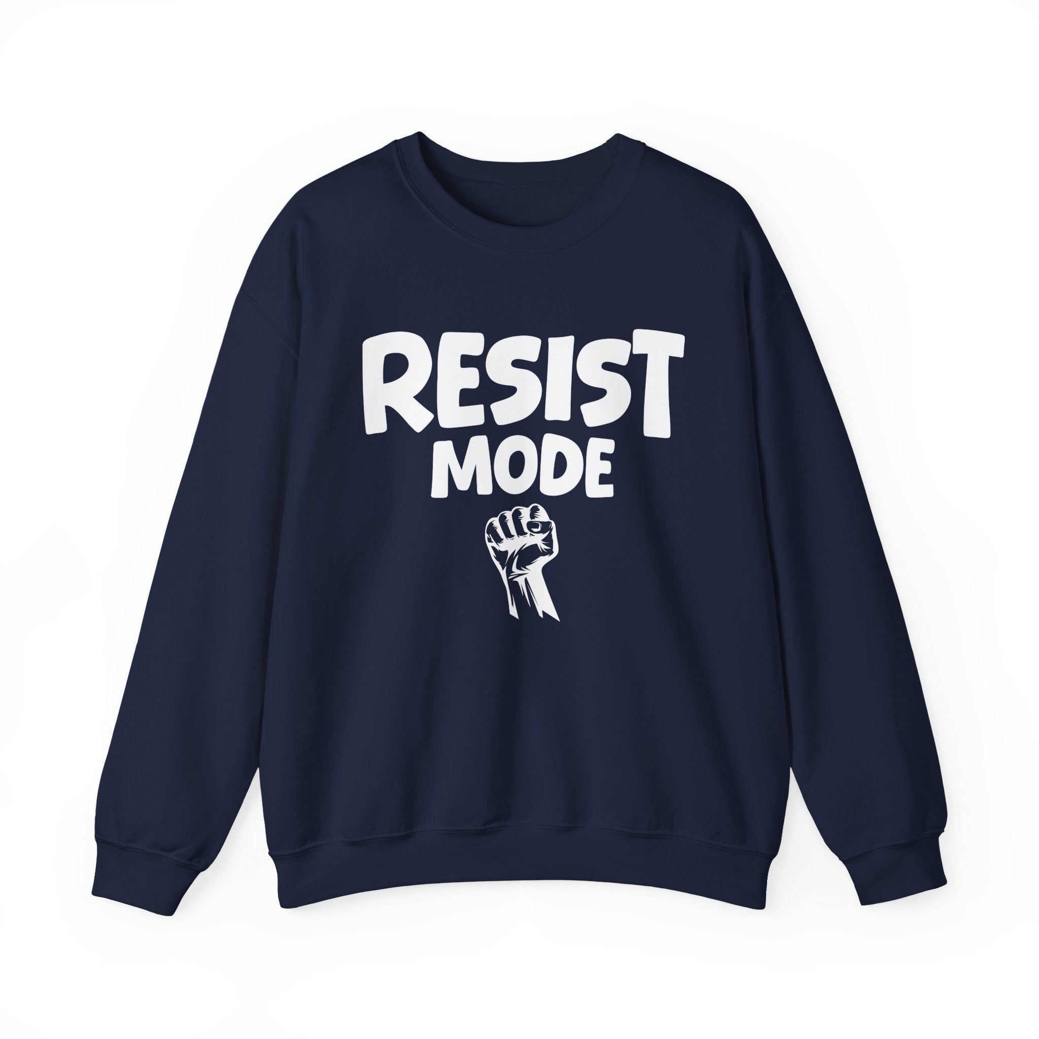 Resist Mode Crewneck Sweatshirt — Political Activism Fist Graphic