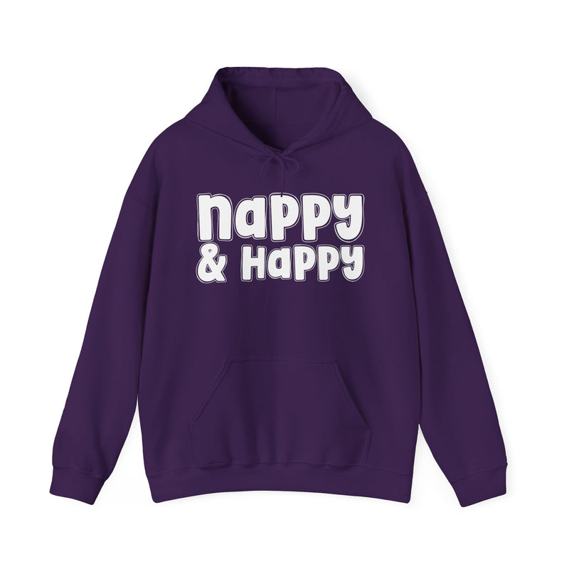 Nappy & Happy — Hoodie alternate view 11: NAPPY & HAPPY in bold statement lettering. Street Talk Designs culture statement apparel.