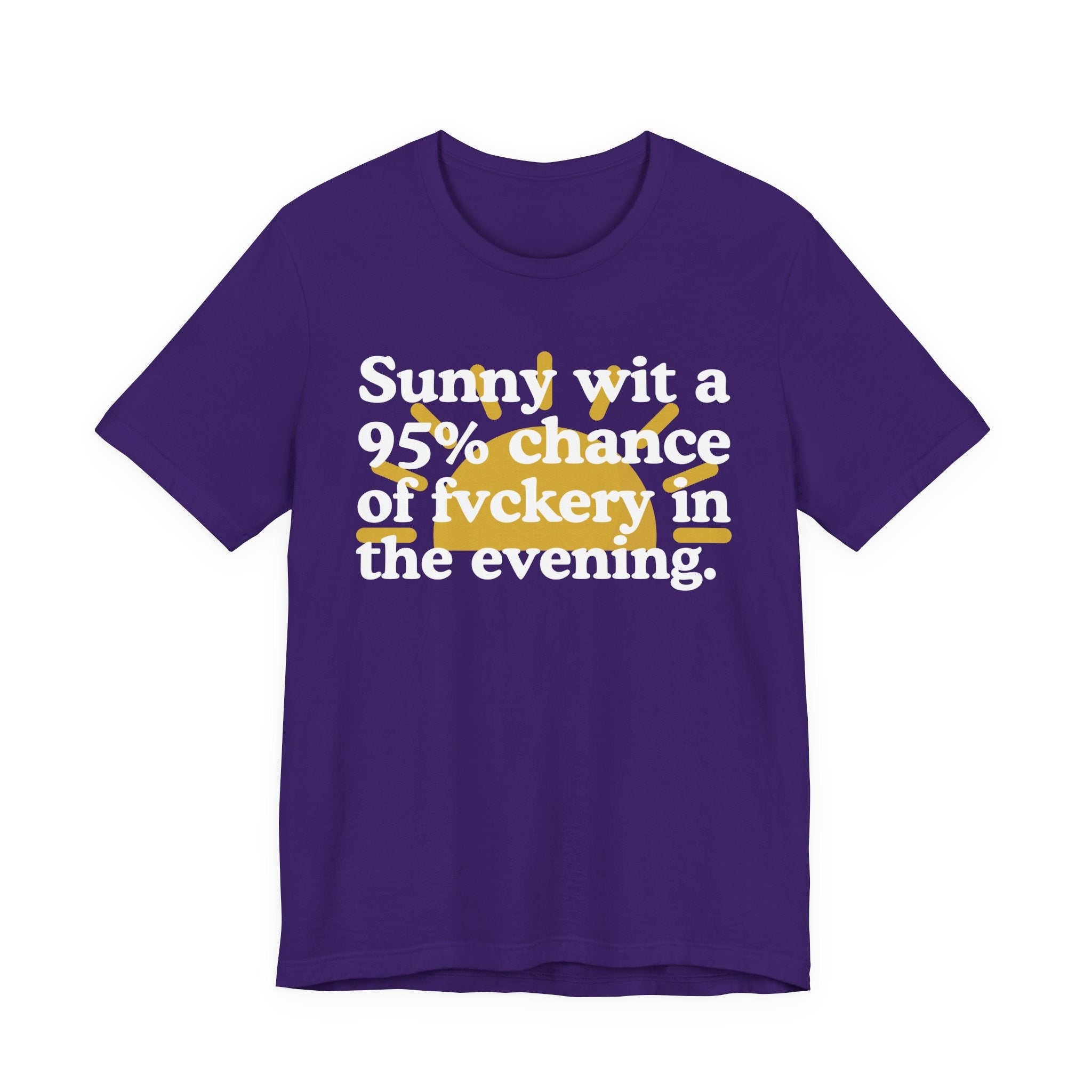 Sunny wit a 95% chance of Fuckery in the Evening —  Funny Weather Forecast T-Shirt