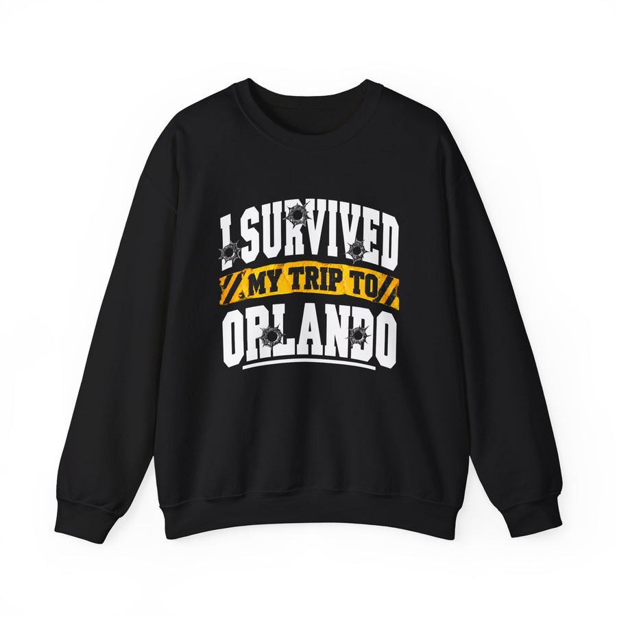 Sweatshirt with lettering reading I Survived My Trip To Orlando, gallery image 1.