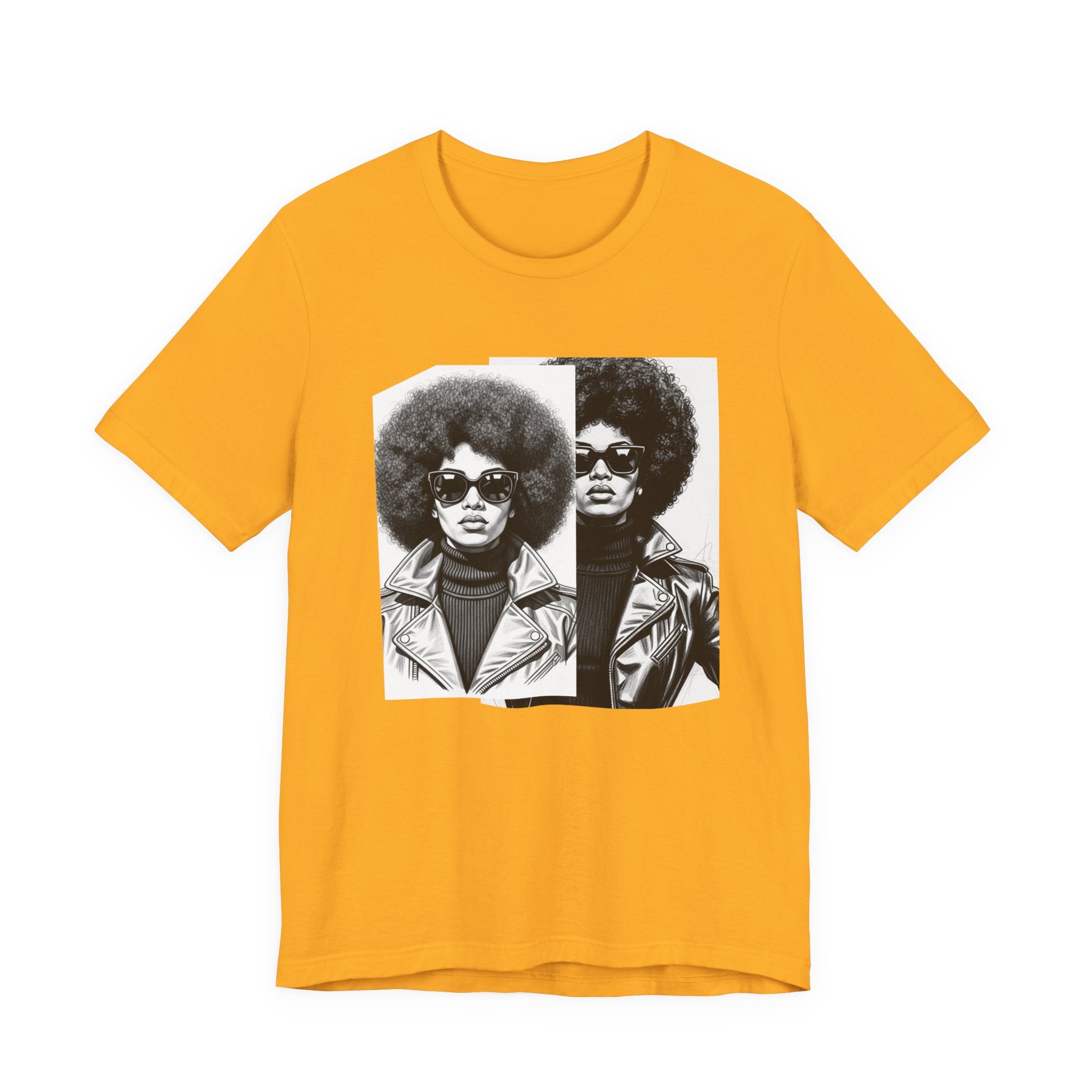 Powerful Black Woman Portrait － 70s with Retro Black Pride T-shirt