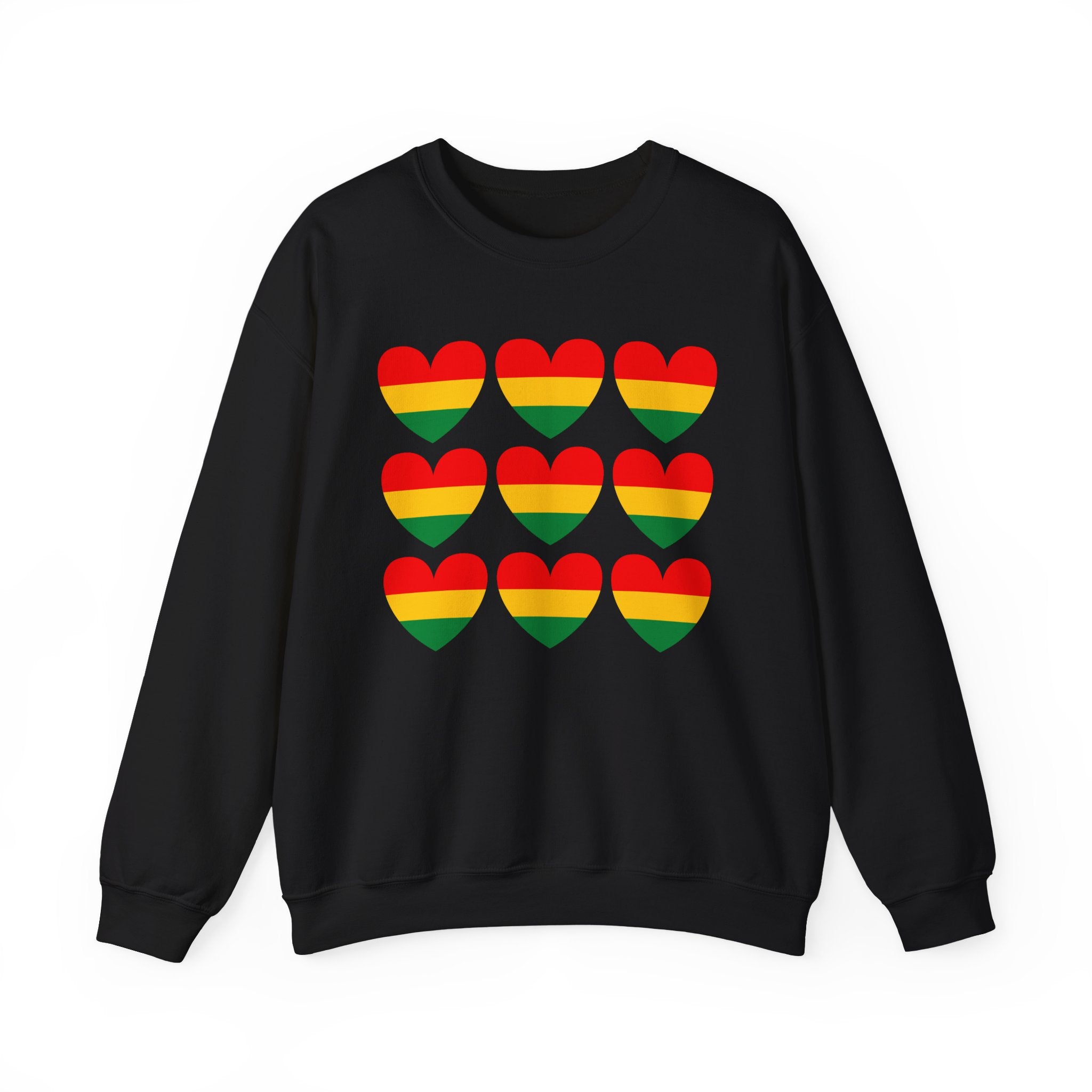 African American Heritage Flag Heart Grid Sweatshirt — Pan-African Pride Crewneck