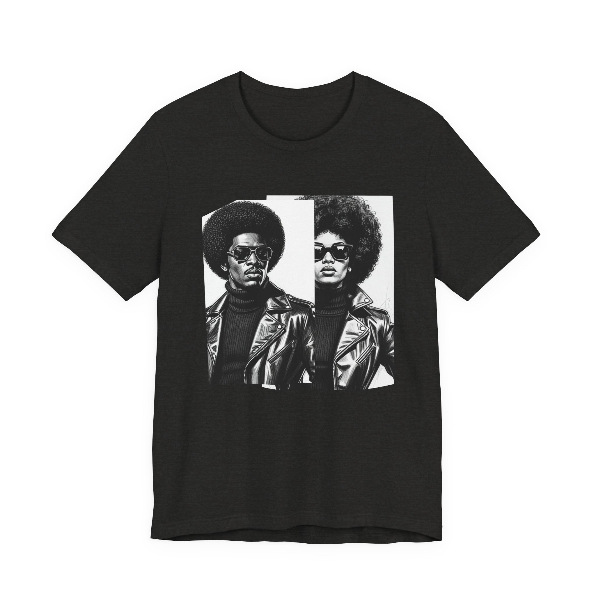 70s Style Portrait Of Black Power Couple － T-shirt