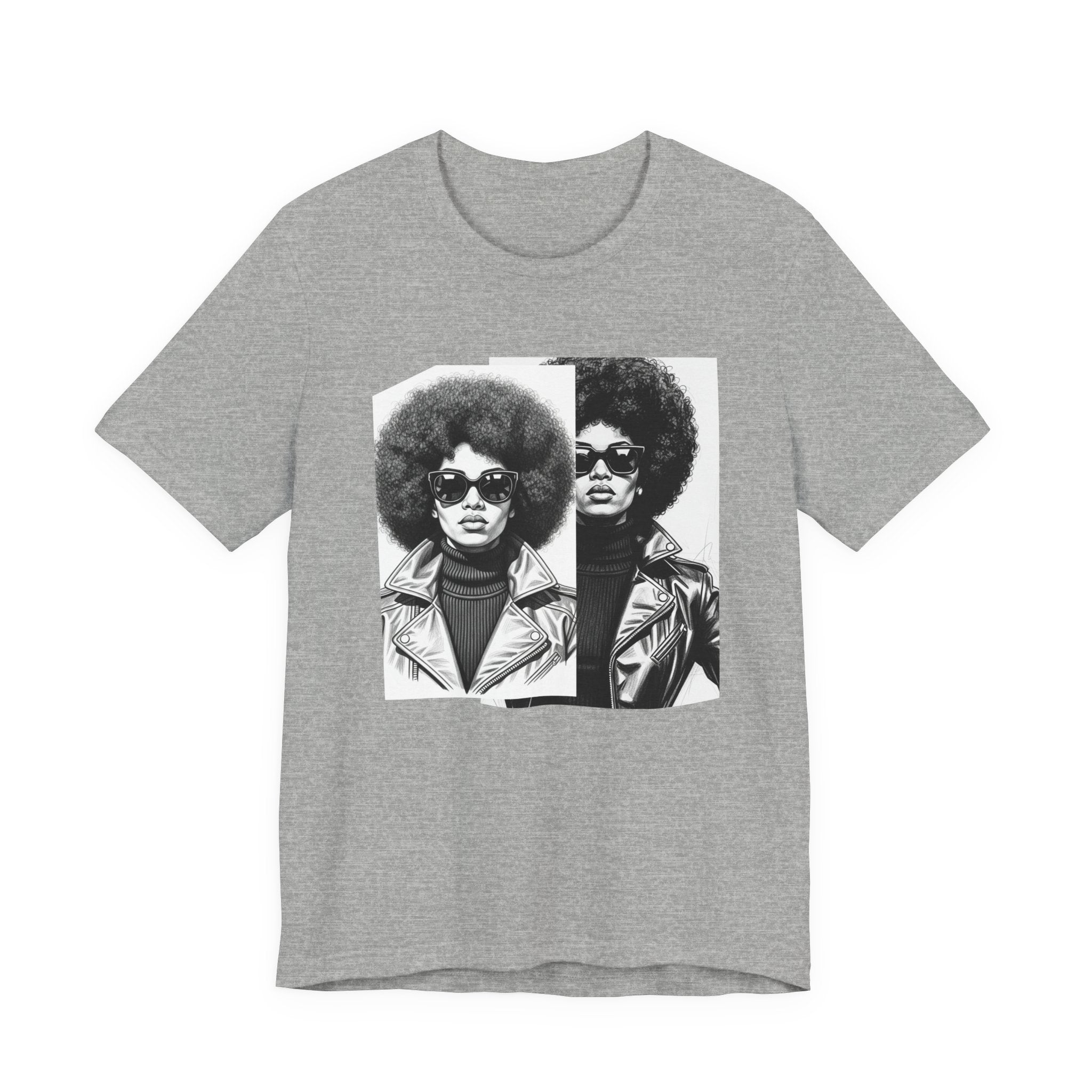 Powerful Black Woman Potrait - 70s with Retro Black Pride Tee Shirt