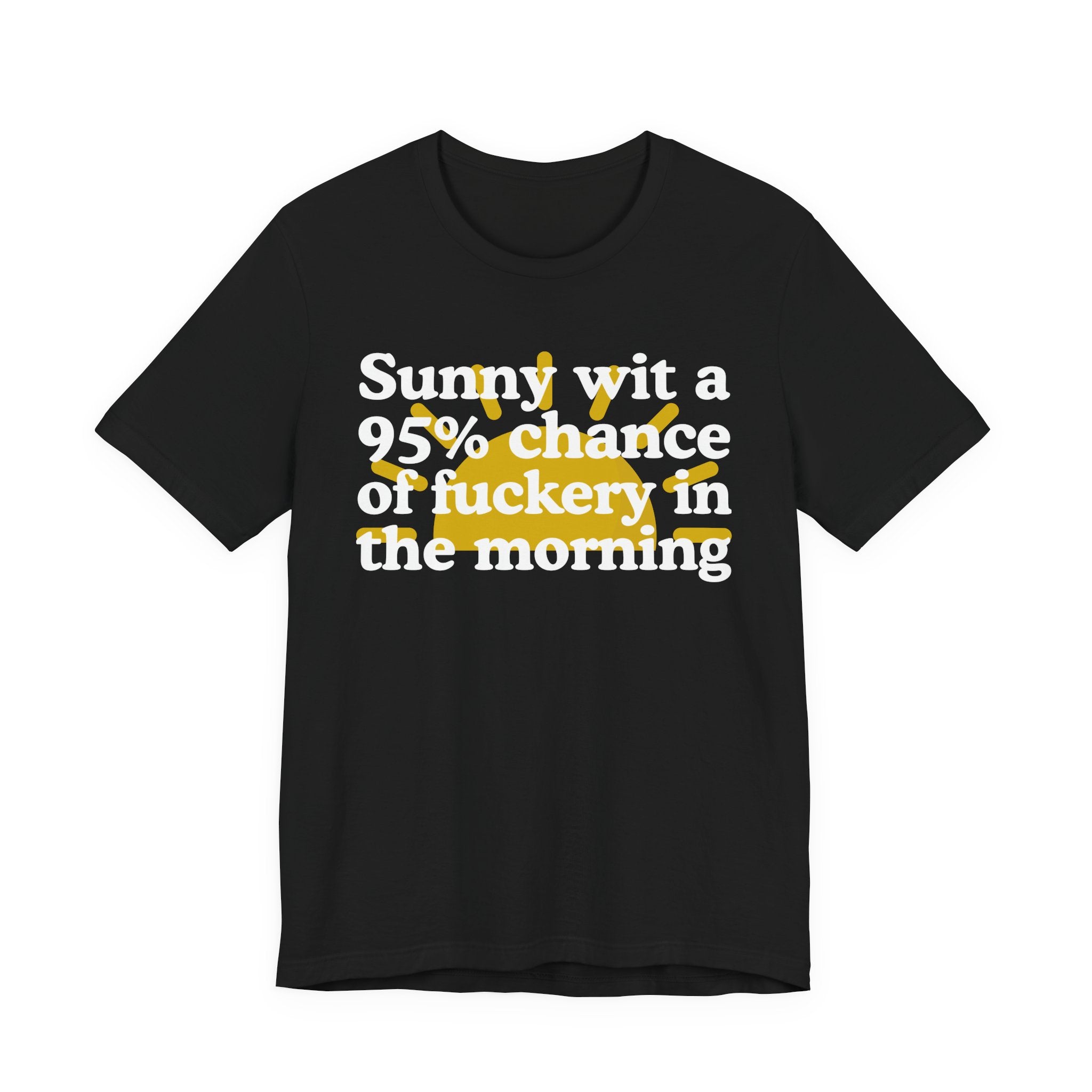 Sunny wit a 95% chance of Fuckery in the Morning —  Funny Weather Forecast T-Shirt