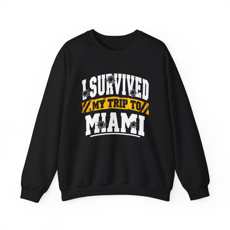 Sweatshirt with lettering reading I Survived My Trip To Miami, gallery image 1.