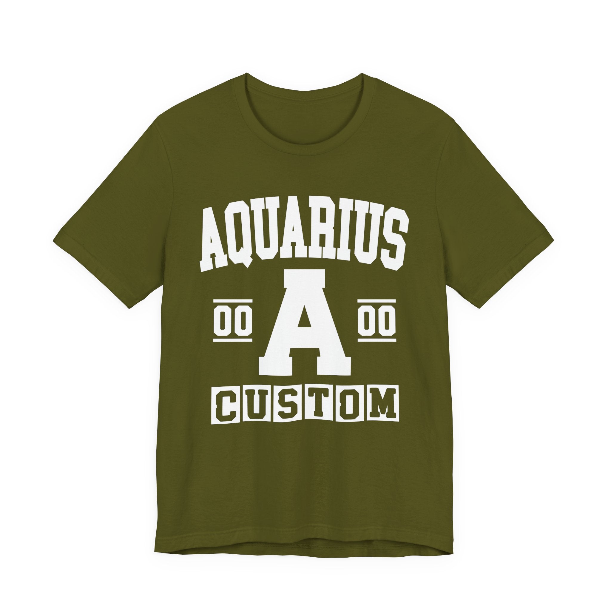 Custom Aquarius Varsity Tee Shirt — Customize Birthday Day/Month/Year - Customize Season/nation/Society
