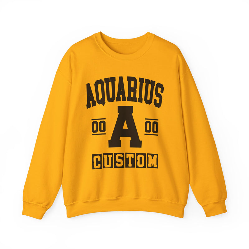 Custom Aquarius Varsity Sweatshirt — Customize Birthday Day/Month/Year — Customize Gemini Season/Nation