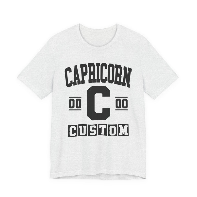 Custom Capricorn Varsity T-Shirt — Customize Birthday Day/Month/Year — Customize Season/nation/Society