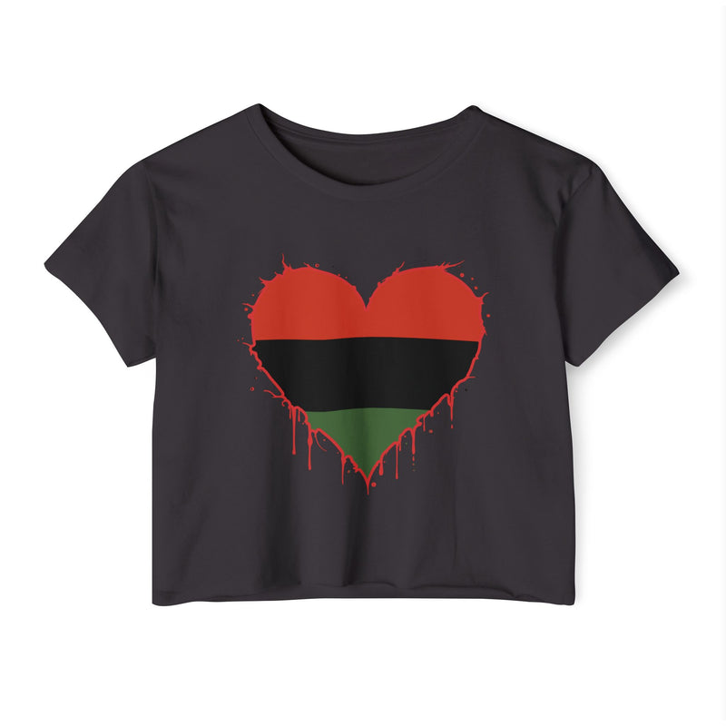 Red Black and Green Heart — Black Power Crop Top