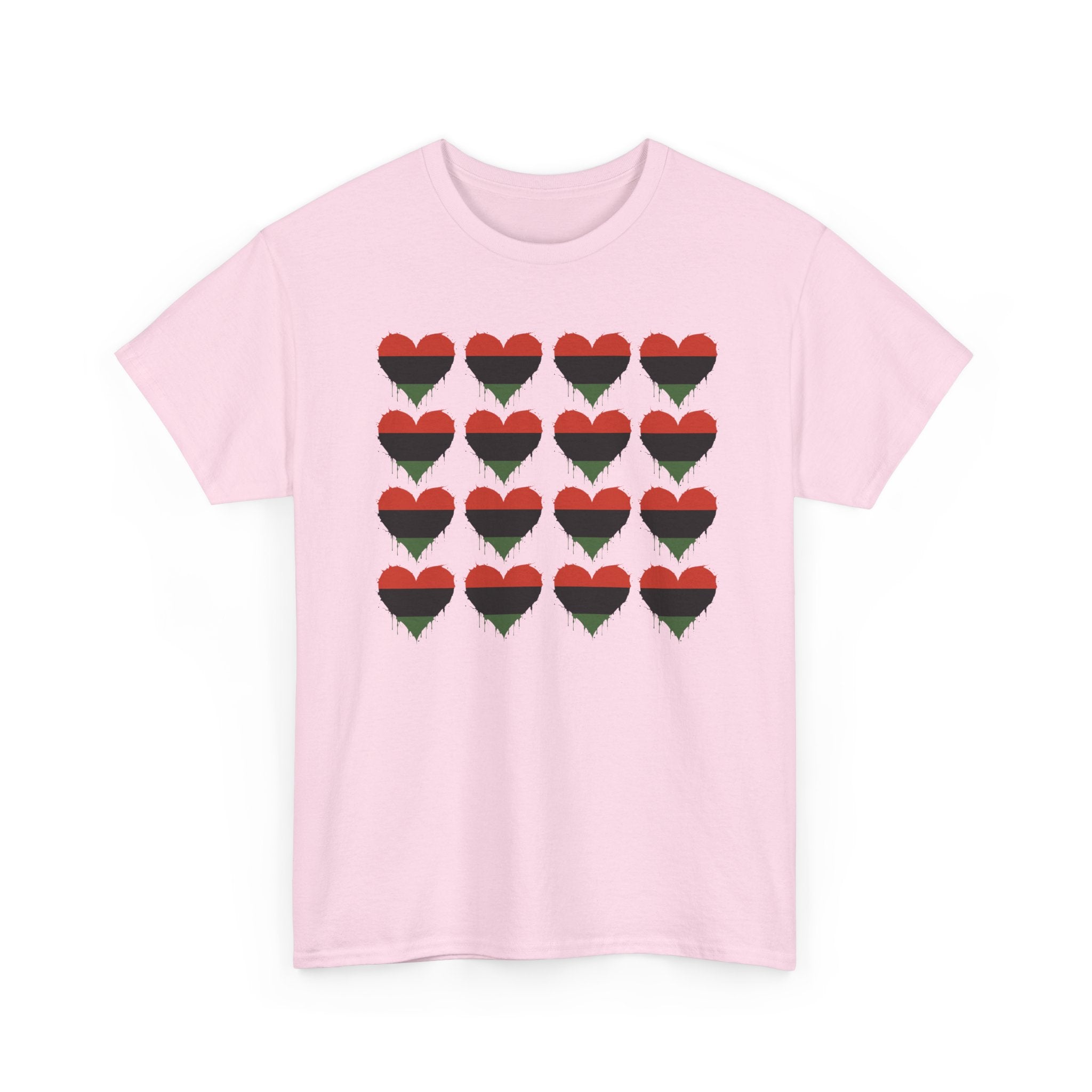 African American Hearts T‑Shirt — Black Red Green Pride Tee