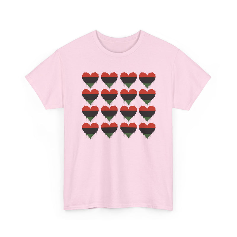 African American Hearts T‑Shirt — Black Red Green Pride T-Shirt
