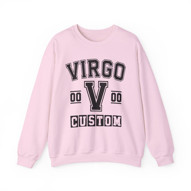 Custom Virgo Varsity Sweatshirt — Customize Birthday Day/Month/Year — Customize Gemini Season/Nation