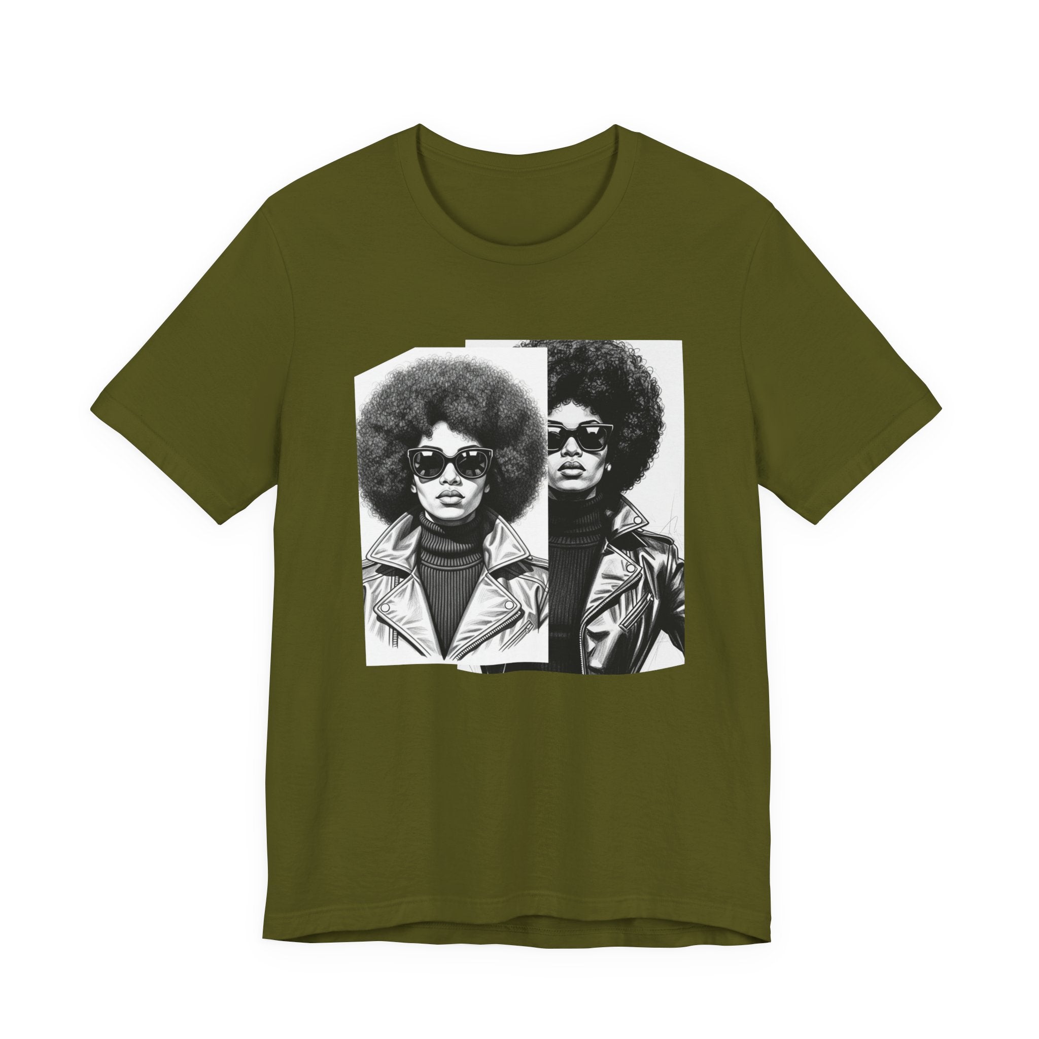 Powerful Black Woman Portrait － 70s with Retro Black Pride T-shirt