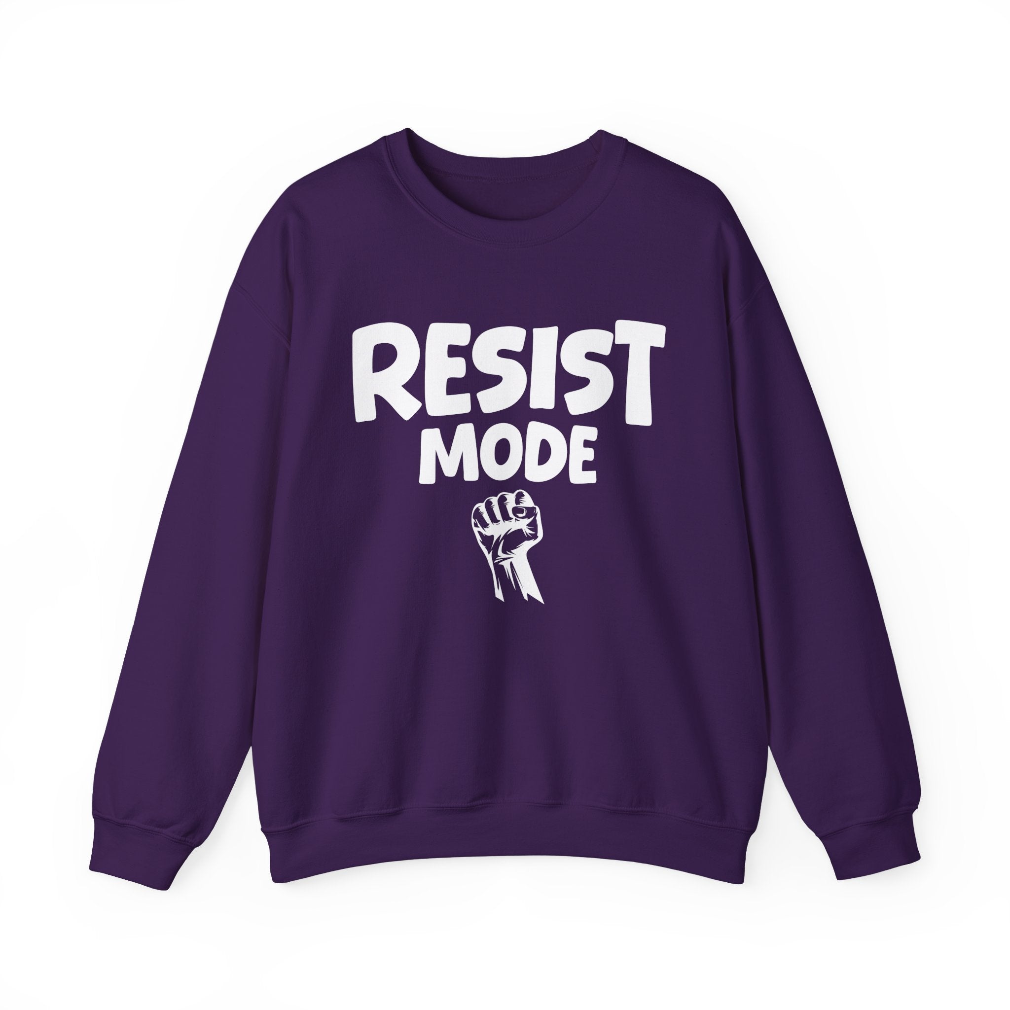 Resist Mode Crewneck Sweatshirt — Political Activism Fist Graphic