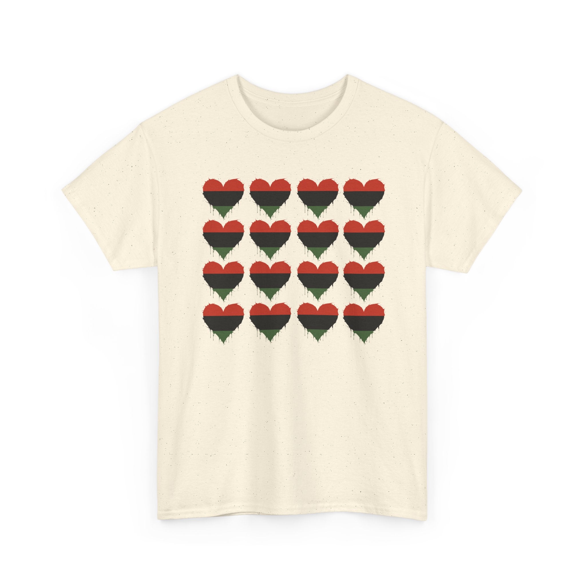 African American Hearts T‑Shirt — Black Red Green Pride Tee