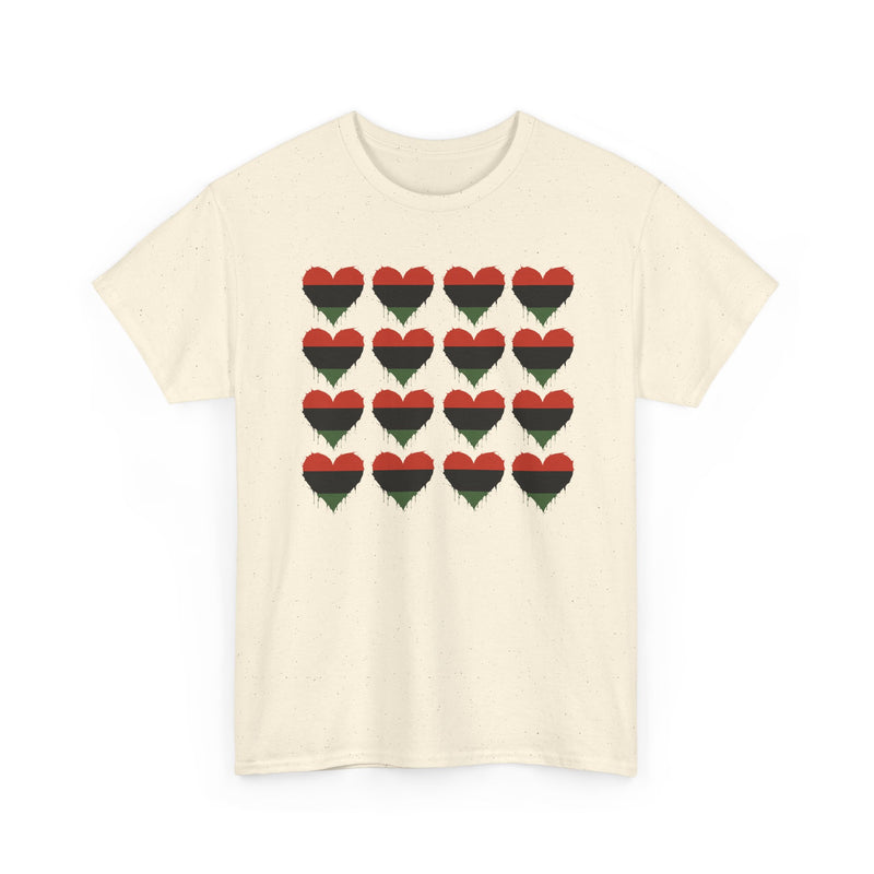 African American Hearts T‑Shirt — Black Red Green Pride T-Shirt