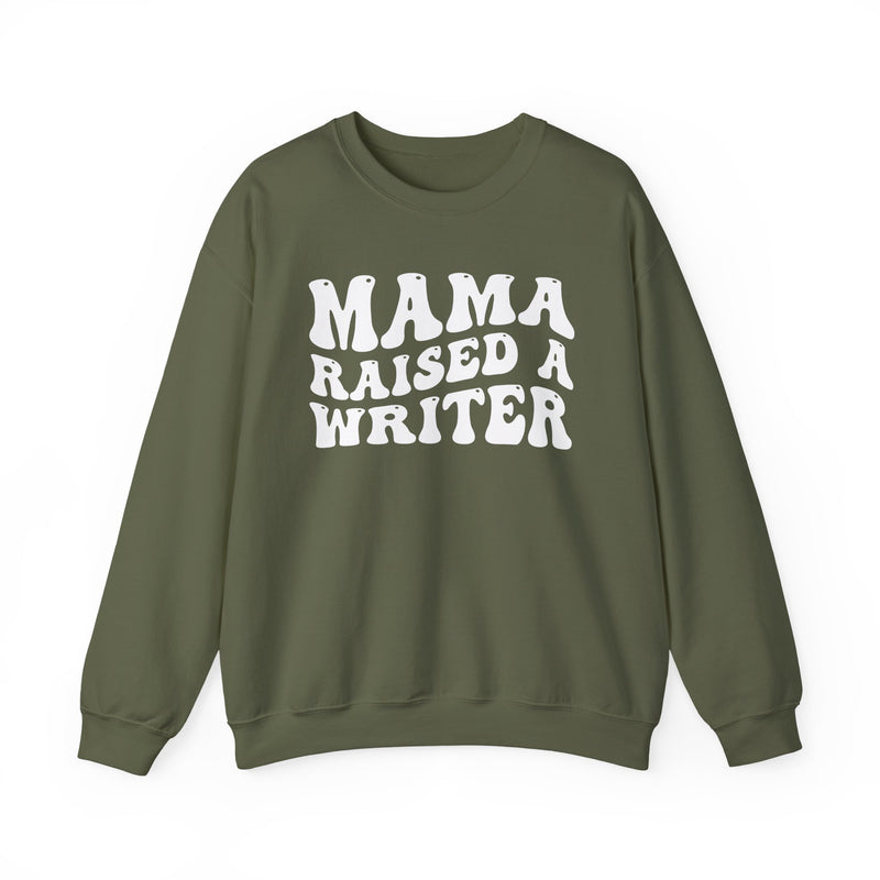 Mama Raised A Writer — Sweatshirt alternate view 6: MAMA RAISED A WRITER in bold statement lettering. Street Talk Designs mama statement apparel.