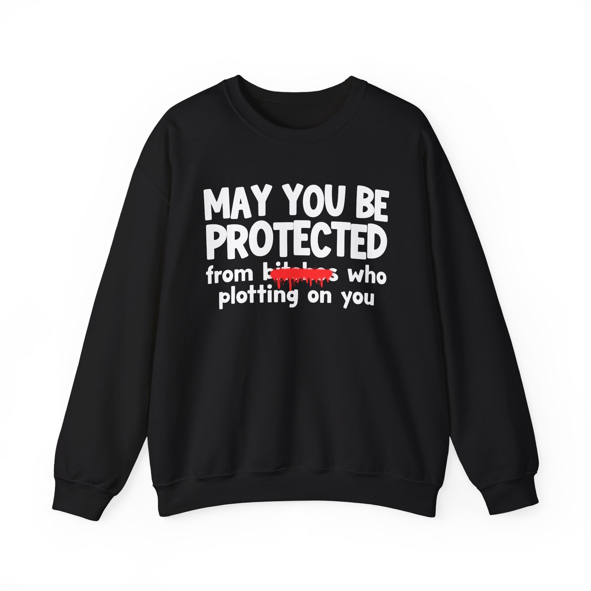 May You Be Protected From Bitches Who Plottin On You — Funny Protection Statement Sweatshirt
