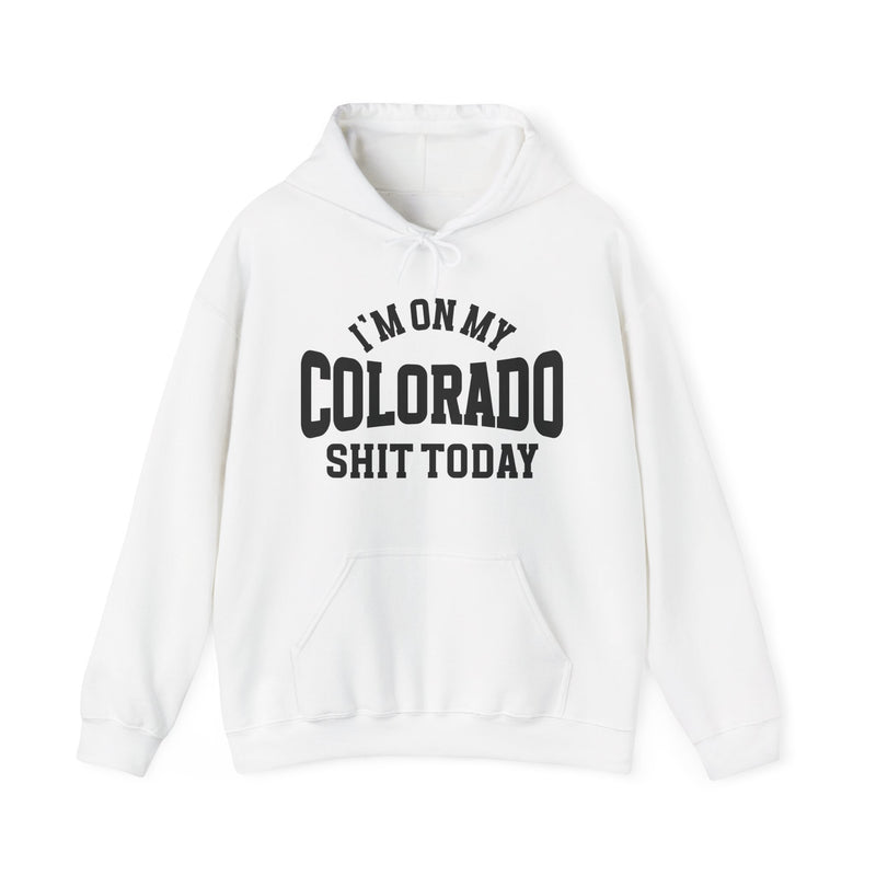 Hoodie with lettering reading I'm On My Colorado Shit Today, gallery image 2.