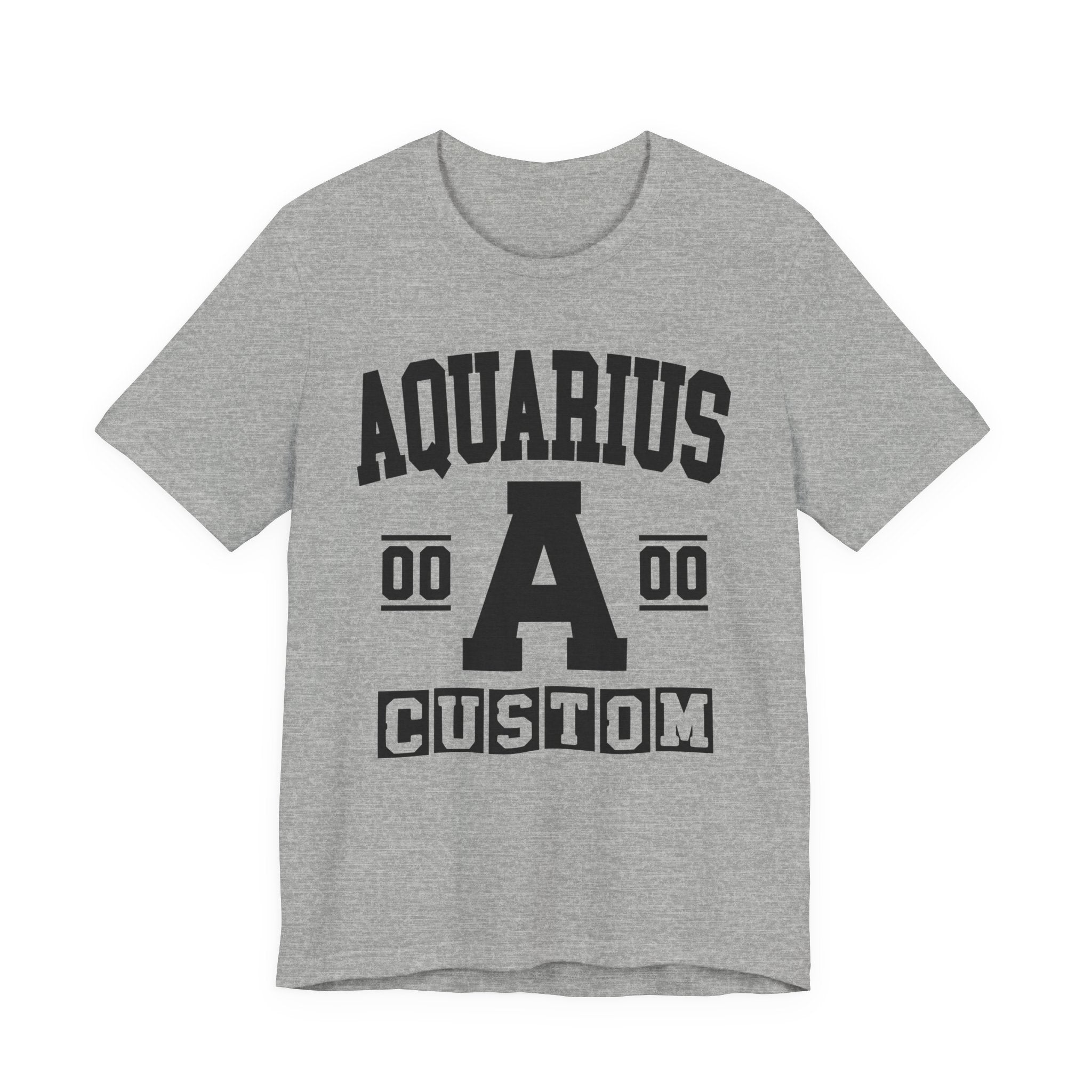 Custom Aquarius Varsity Tee Shirt — Customize Birthday Day/Month/Year - Customize Season/nation/Society