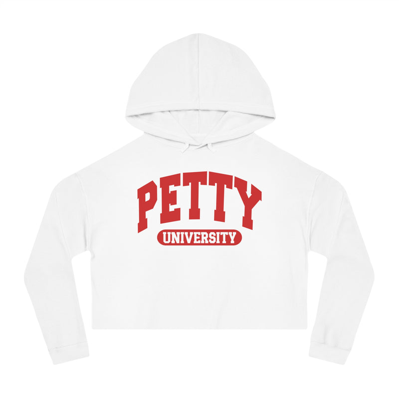 Petty University — Retro Collegiate Crop Top Hoodie