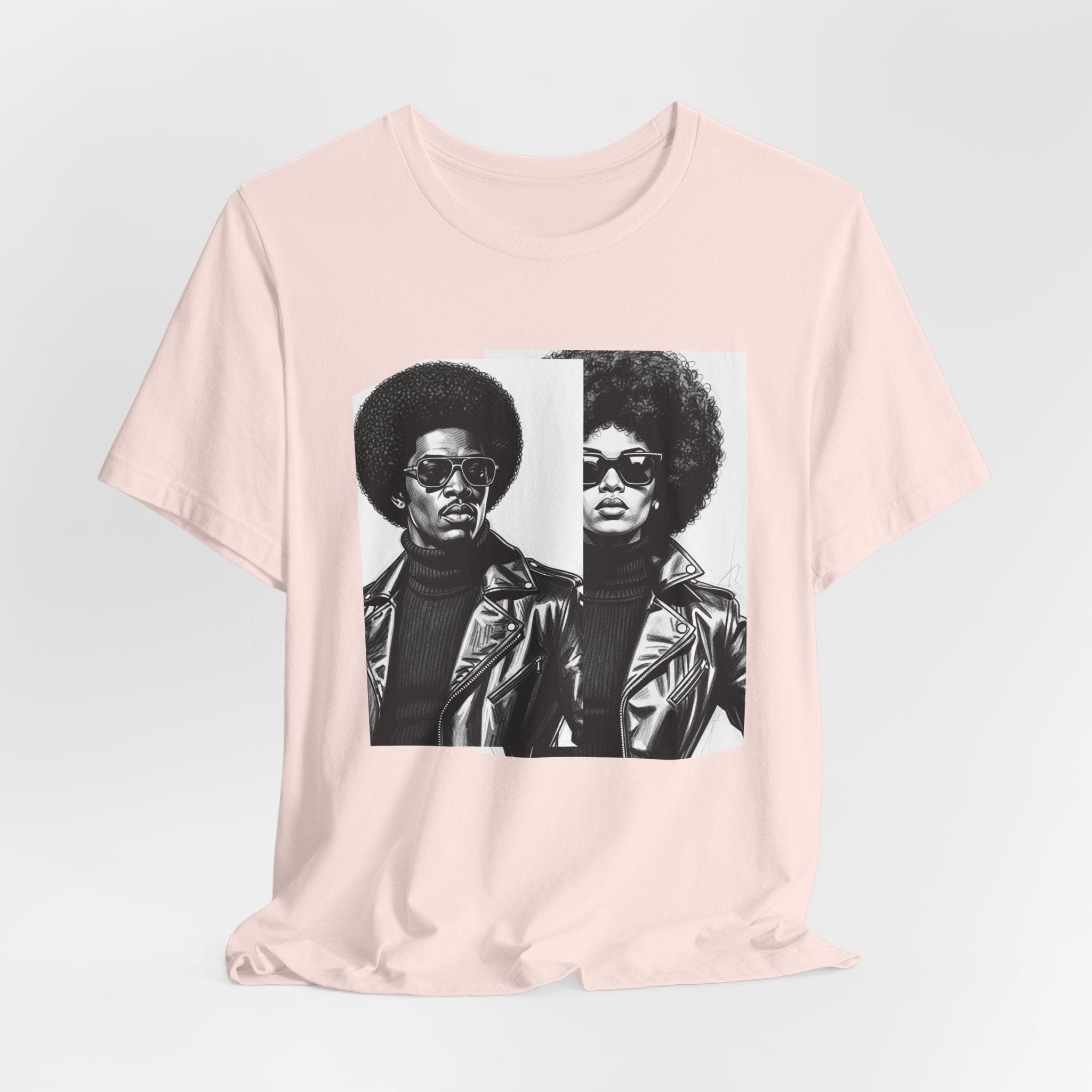 70s Style Portrait Of Black Power Couple － T-shirt