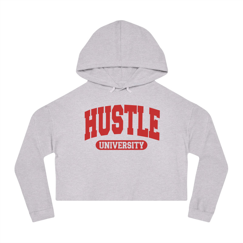 Hustle University — Retro Collegiate Crop Top Hoodie
