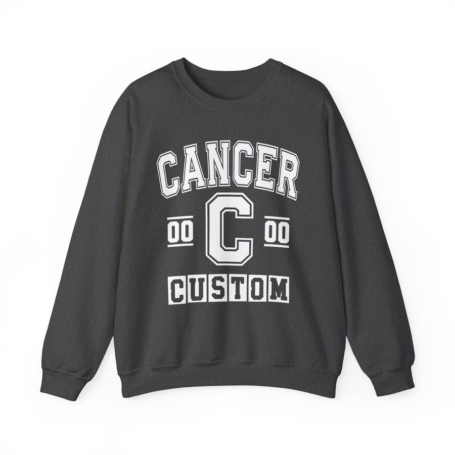 Custom Cancer Varsity Sweatshirt — Customize Birthday Day/Month/Year — Customize Gemini Season/Nation