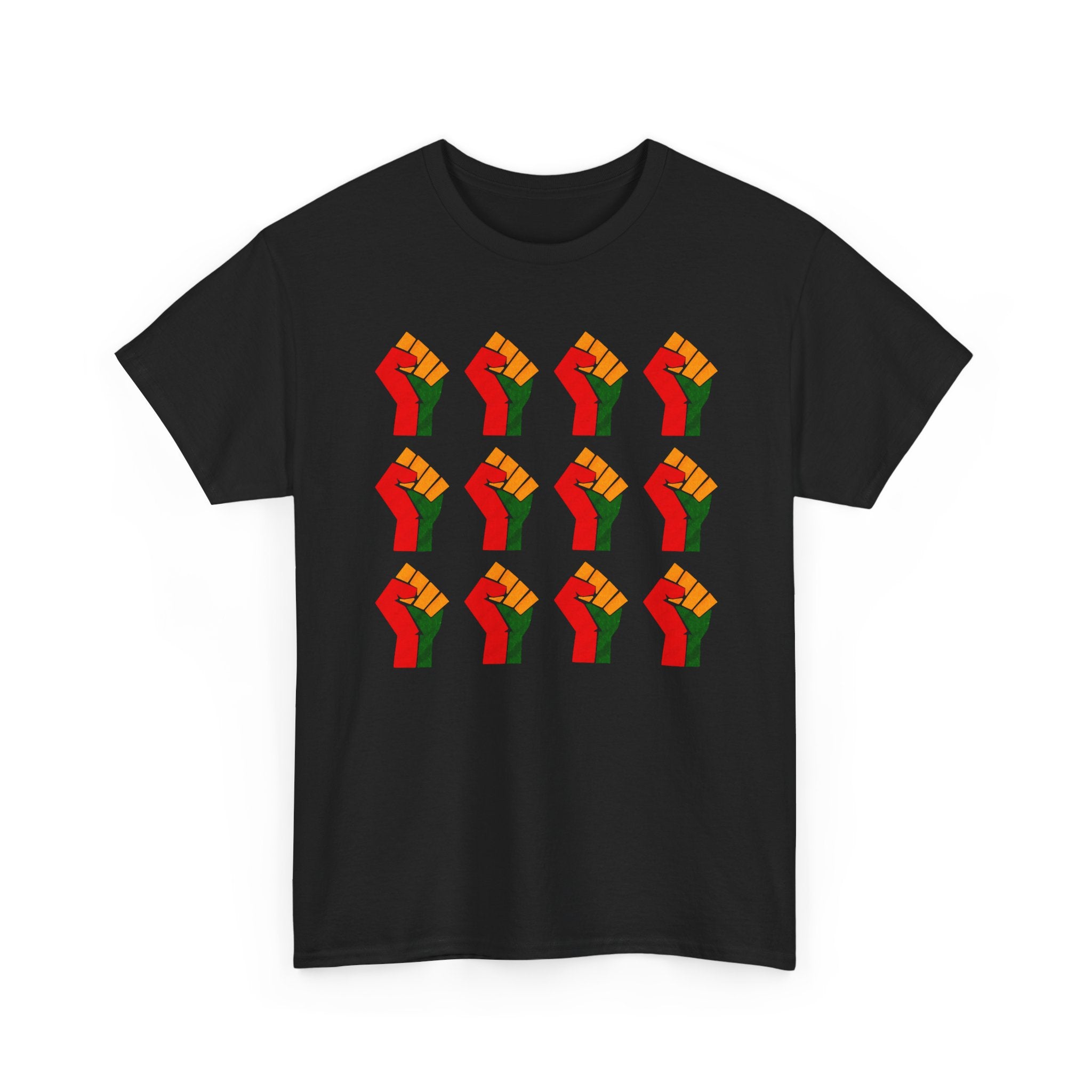 Raised Fist Pattern T‑Shirt — Pan——African Solidarity Graphic T-Shirt