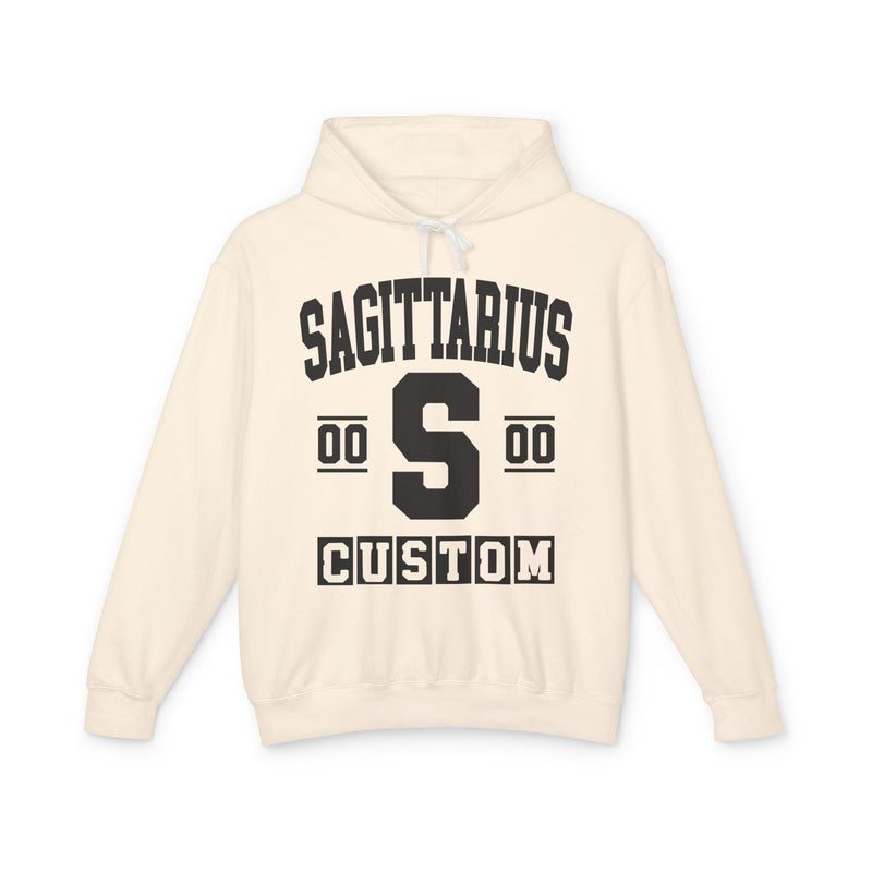 Custom Sagittarius Varsity Hoodie — Customize Birthday Day/Month/Year — Customize Gemini Season/Nation