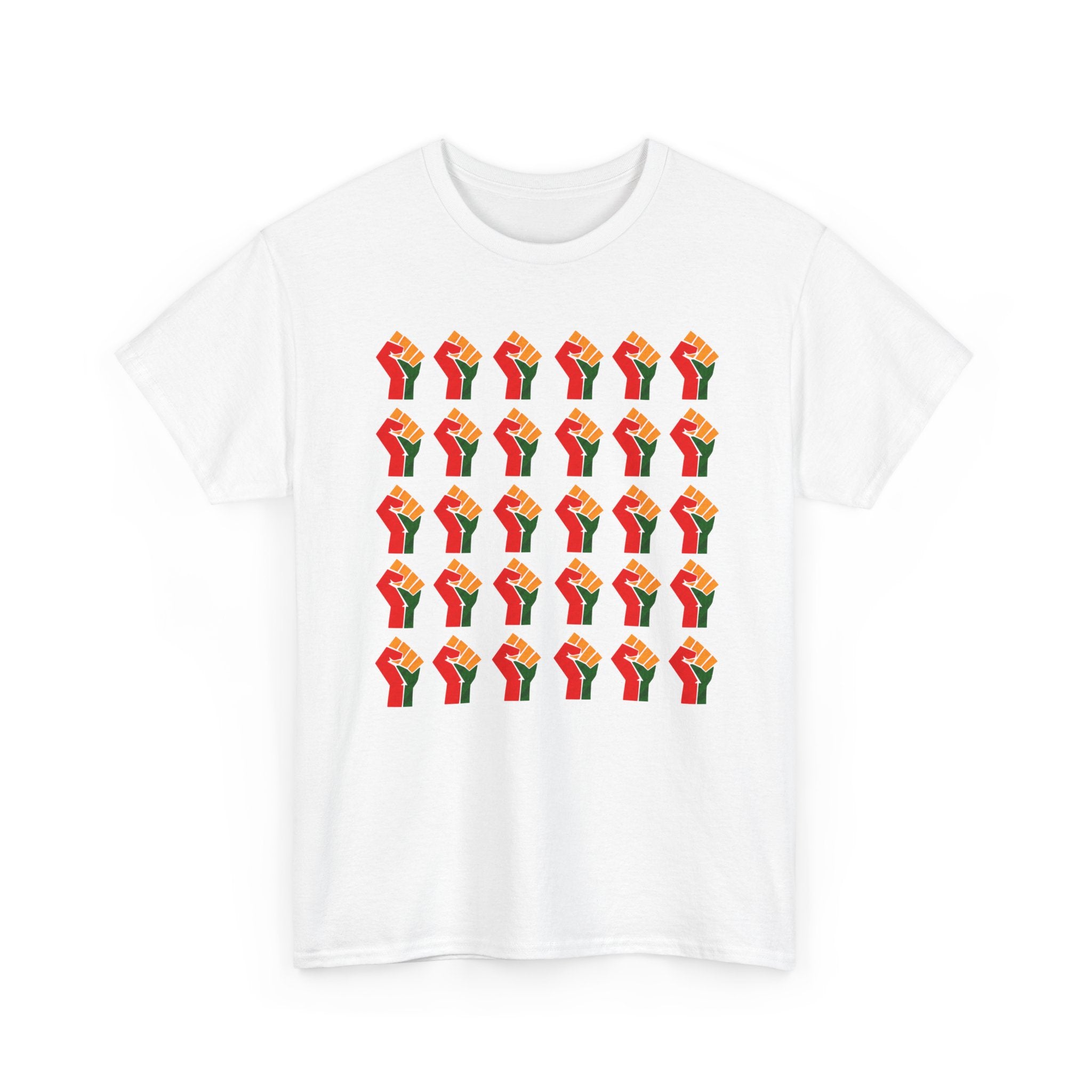 Raised Fist Grid 30 Pattern T‑Shirt — Pan——African Solidarity Graphic T-Shirt