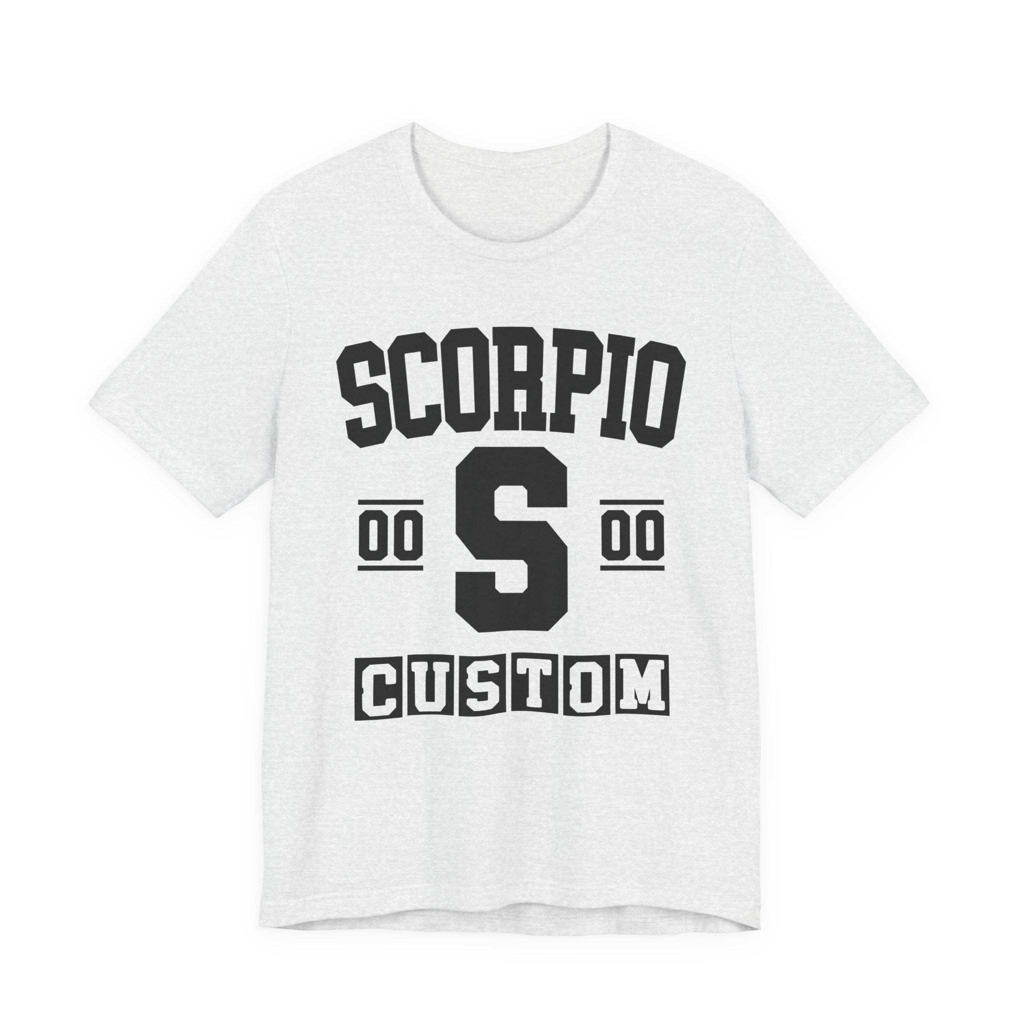 Custom Scorpio Varsity Tee Shirt — Customize Birthday Day/Month/Year - Customize Season/nation/Society