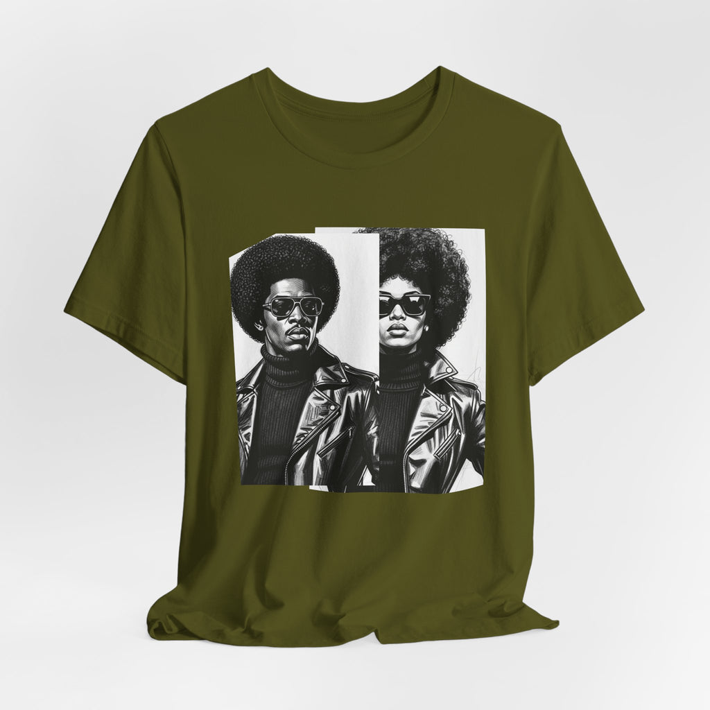 Black Power Couple - 70s with Retro Black Pride Tee Shirt