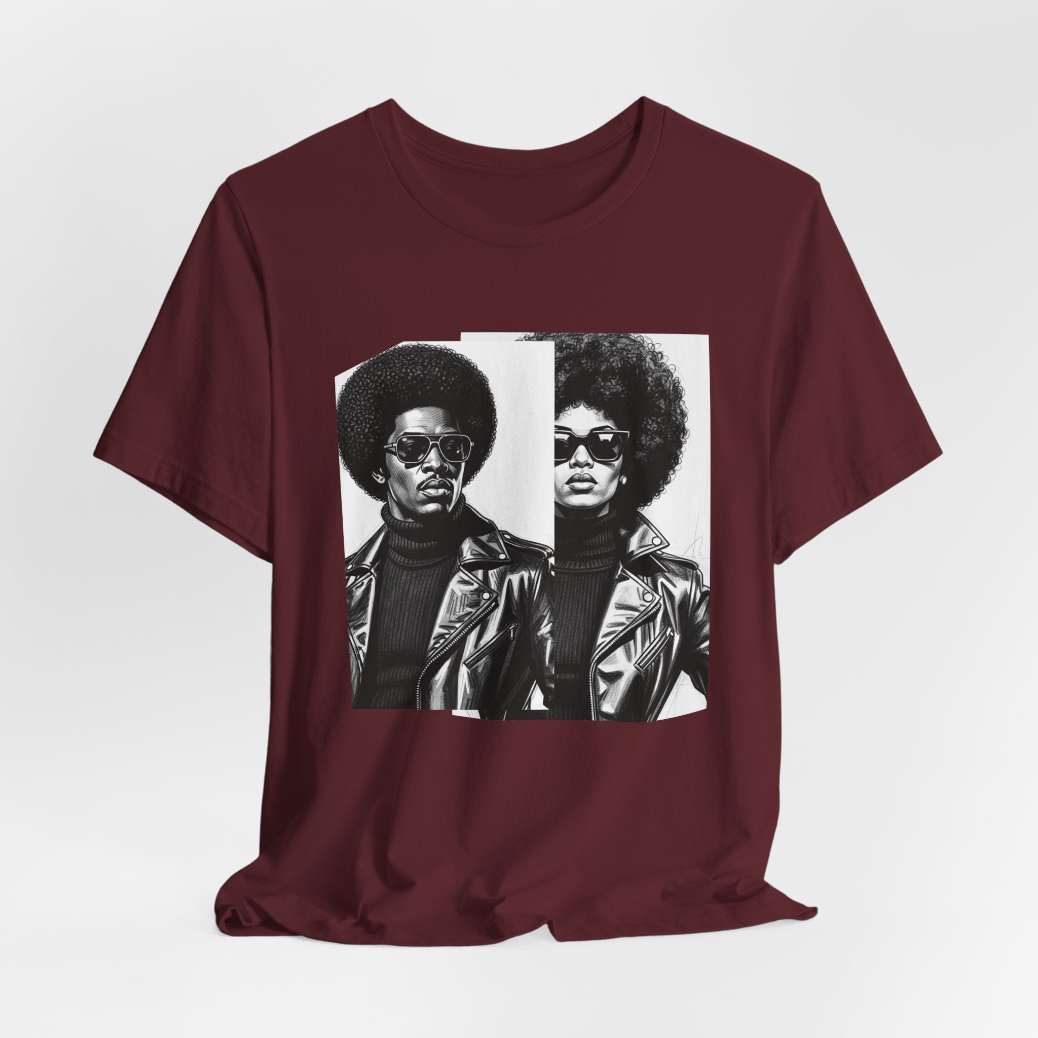Black Power Couple - 70s with Retro Black Pride Tee Shirt