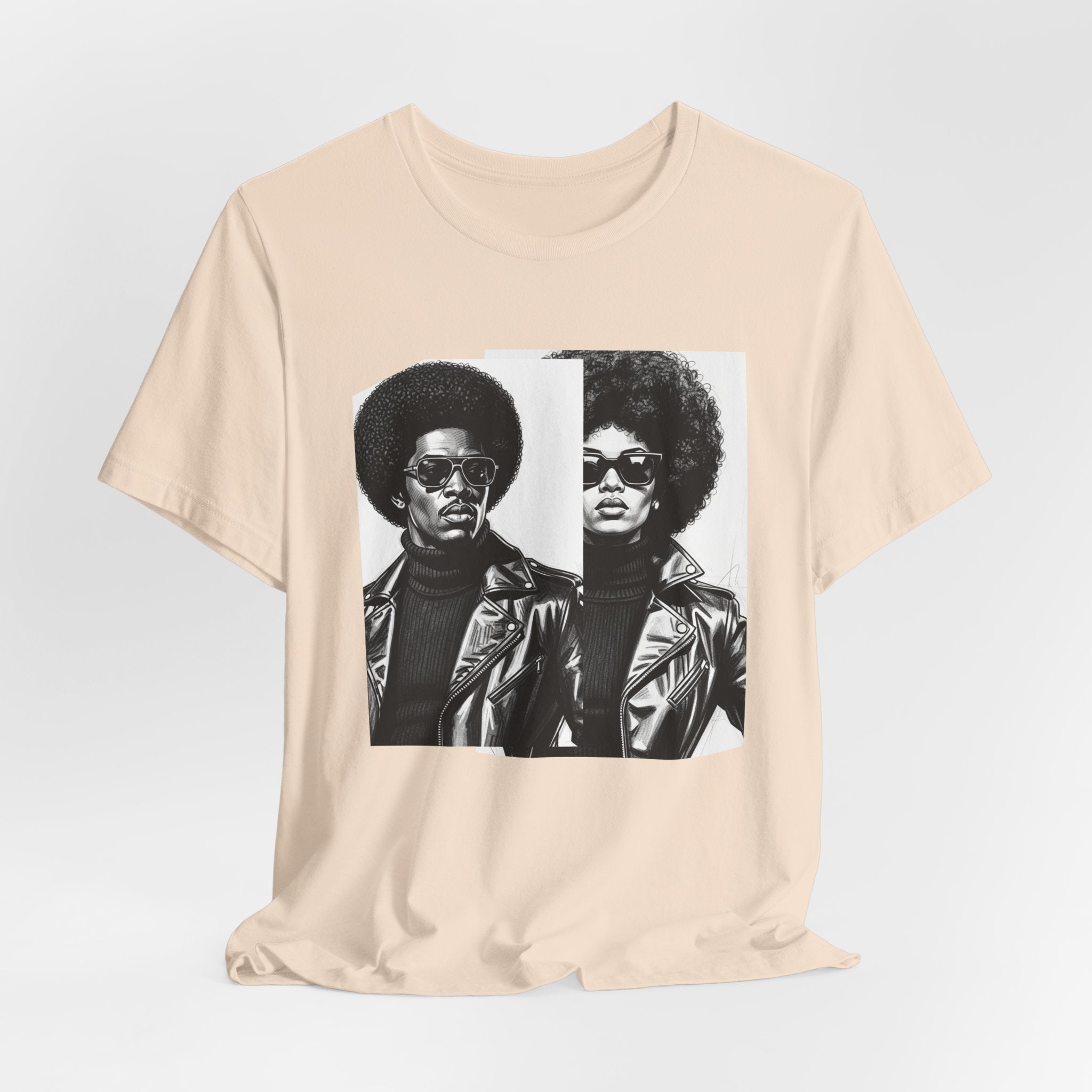 Black Power Couple - 70s with Retro Black Pride Tee Shirt