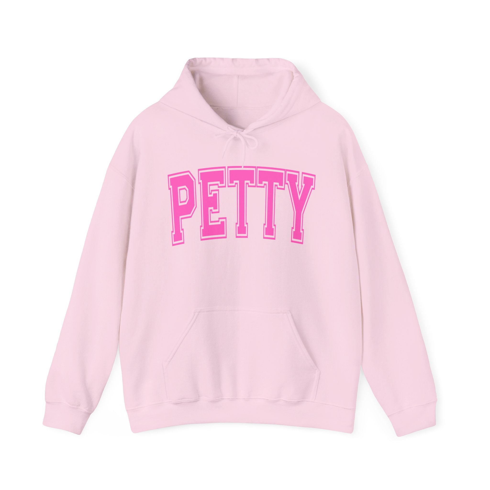 Petty Hoodie — Bold Pink Varsity Lettering Hooded Sweatshirt