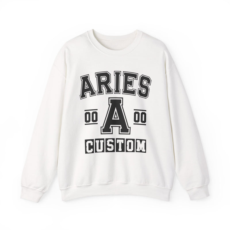 Custom Aries Varsity Sweatshirt — Customize Birthday Day/Month/Year — Customize Gemini Season/Nation