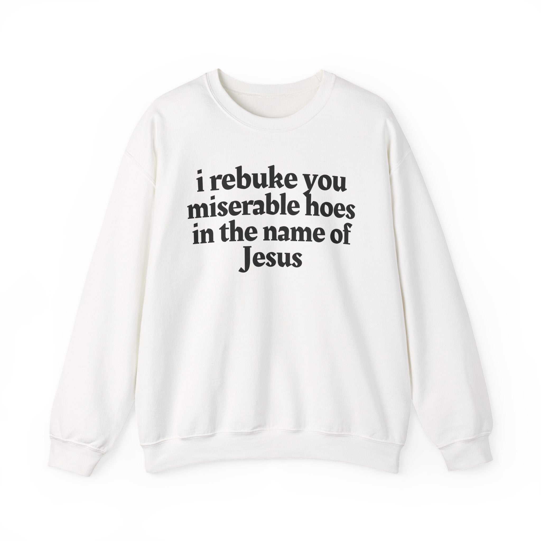 I Rebuke You Miserable Hoes In the Name of Jesus — Christian Humor Sweatshirt