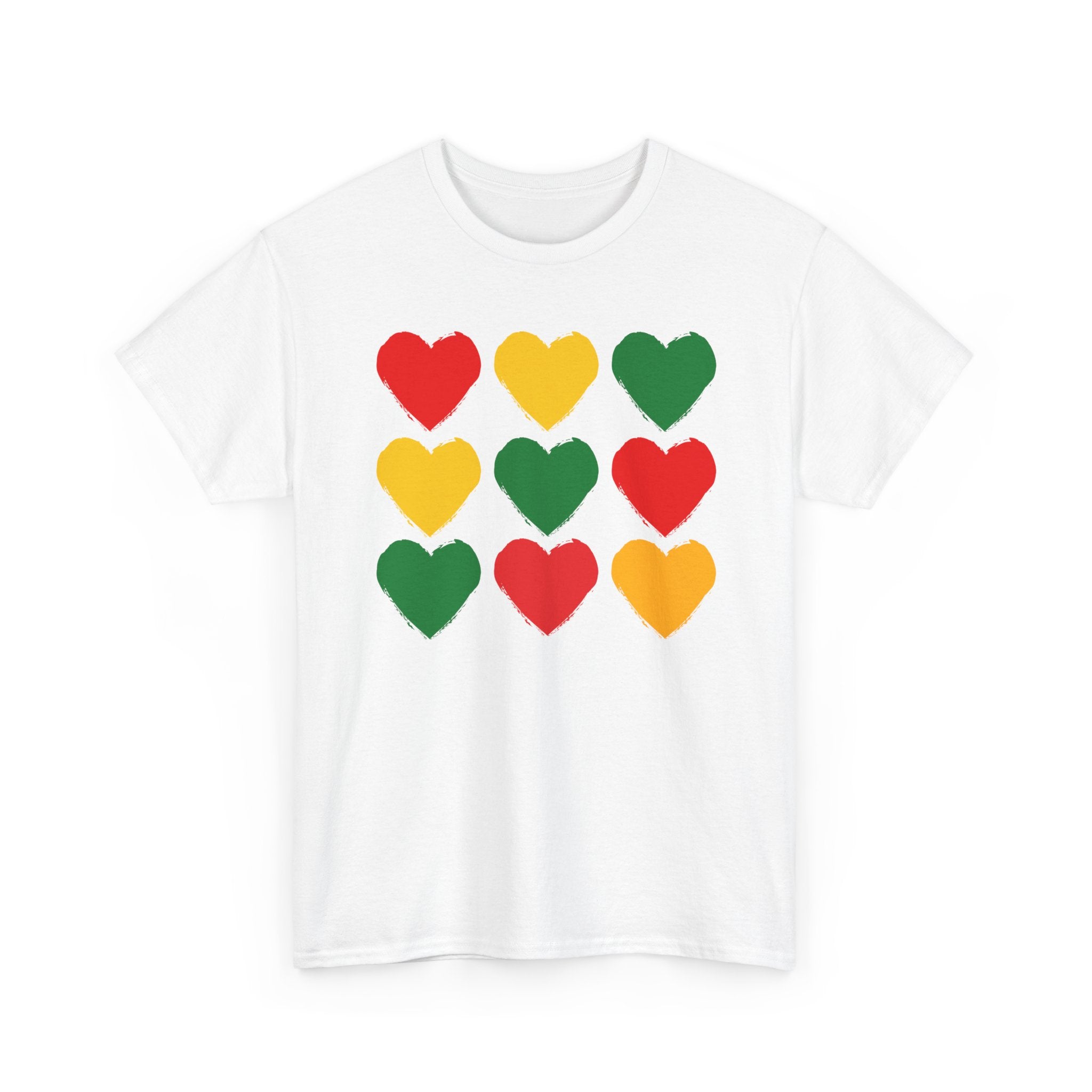 Pan——African 12 Heart Grid T-Shirt — Colorful Pride T-Shirt