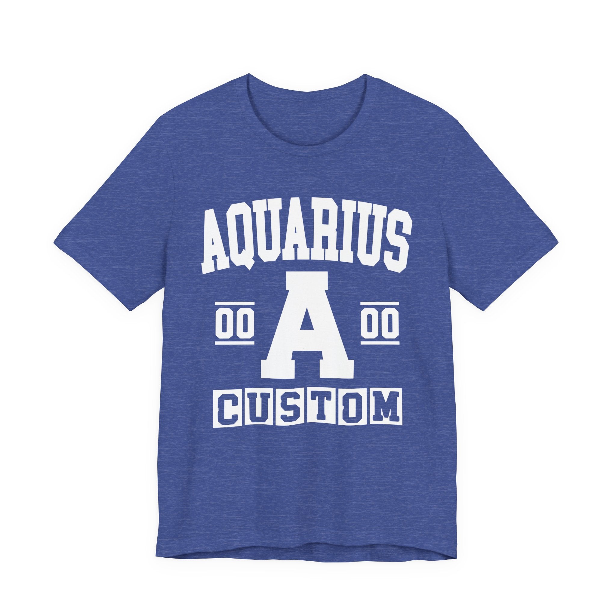 Custom Aquarius Varsity Tee Shirt — Customize Birthday Day/Month/Year - Customize Season/nation/Society
